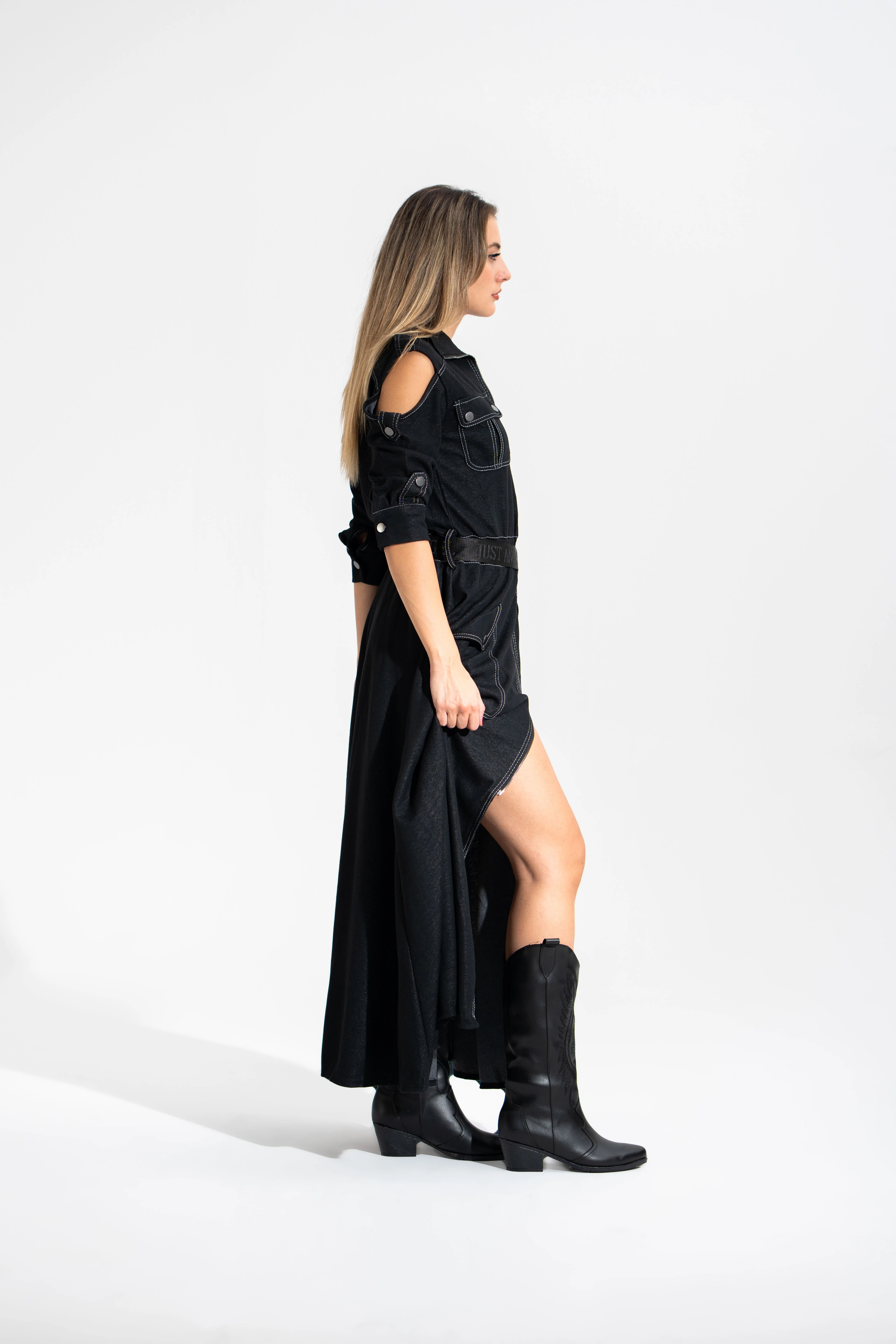 Tasarım,Omuz ve Cep Detaylı,Palaska Kemerli Elbise