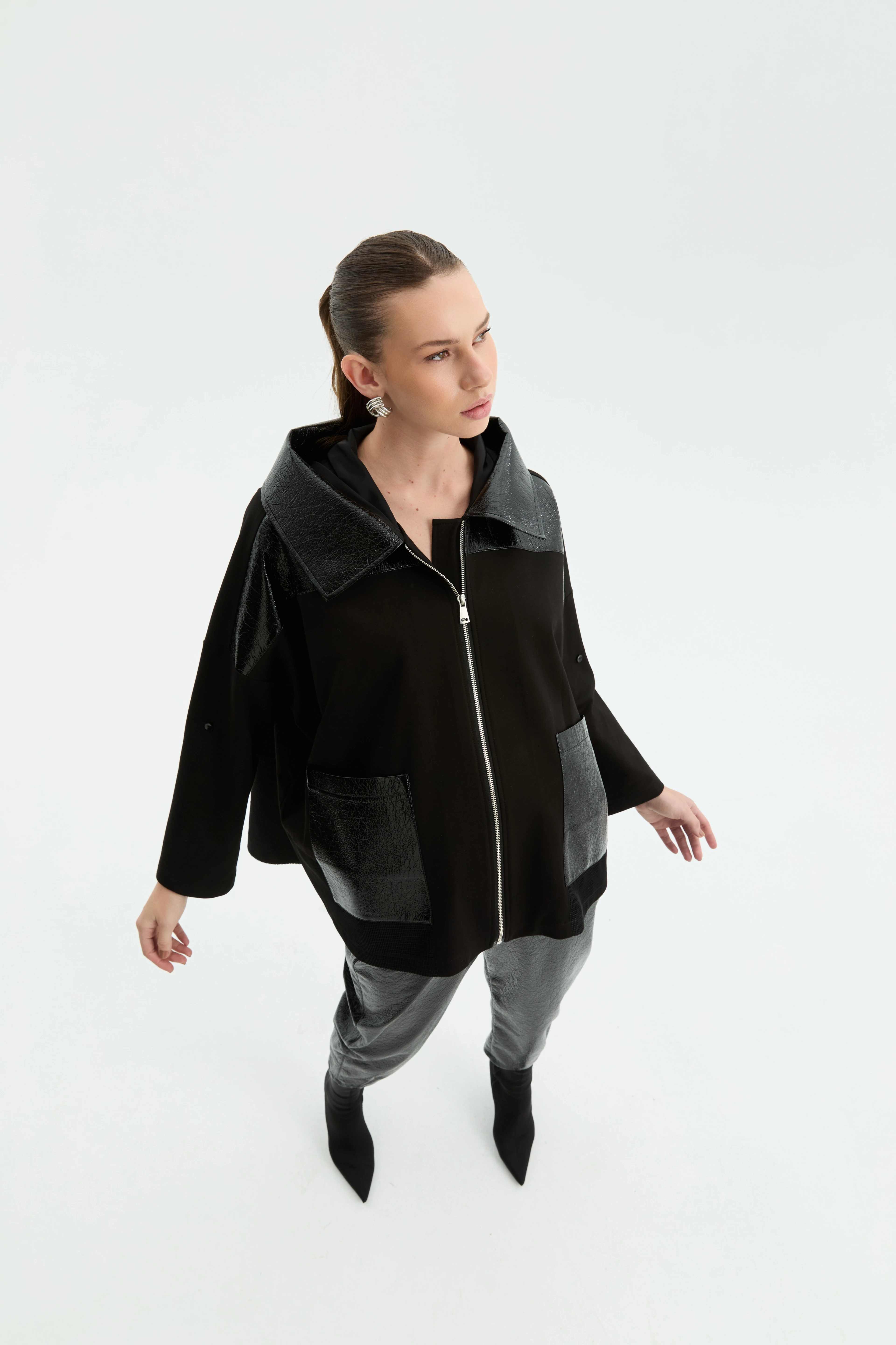 Tasarım,Rugan Detaylı,Kapşonlu Ceket