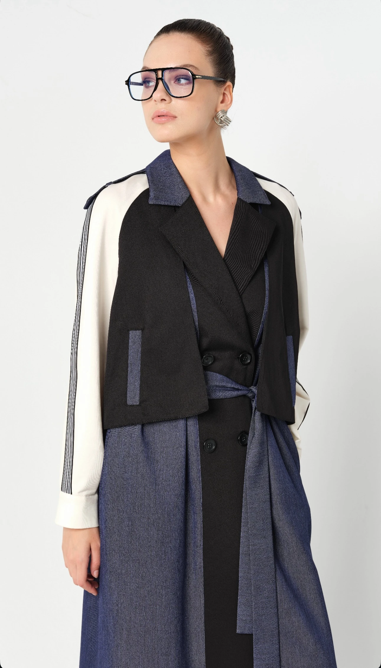 Tasarım,Kot Detaylı,Astarlı,Kuşaklı Trençkot