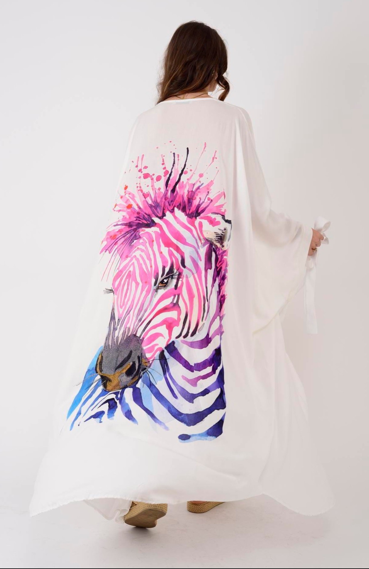 İtalyan,Zebra Desen Kimono