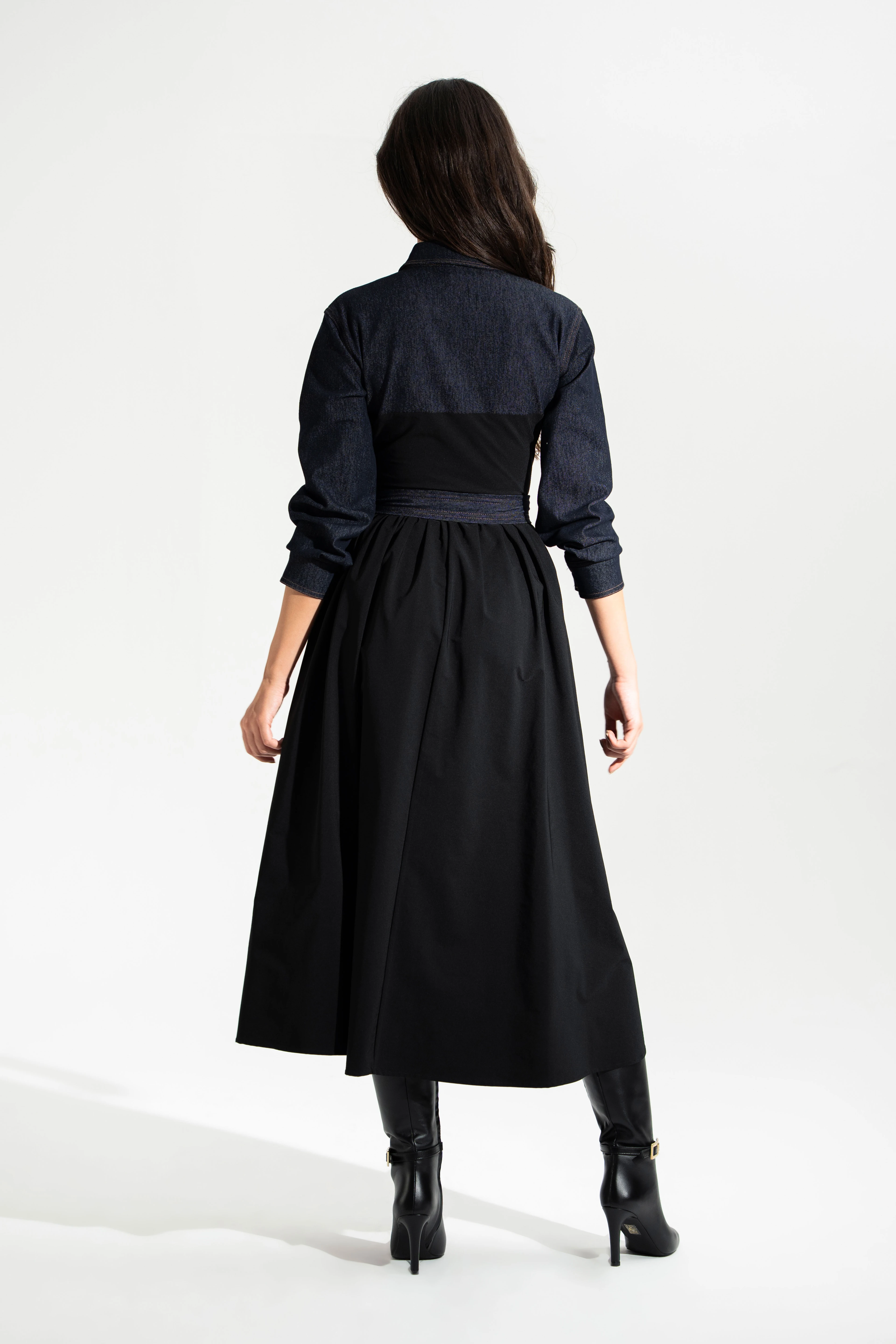 Üstü Kot Detaylı,Altı Kumaş,Tasarım Elbise