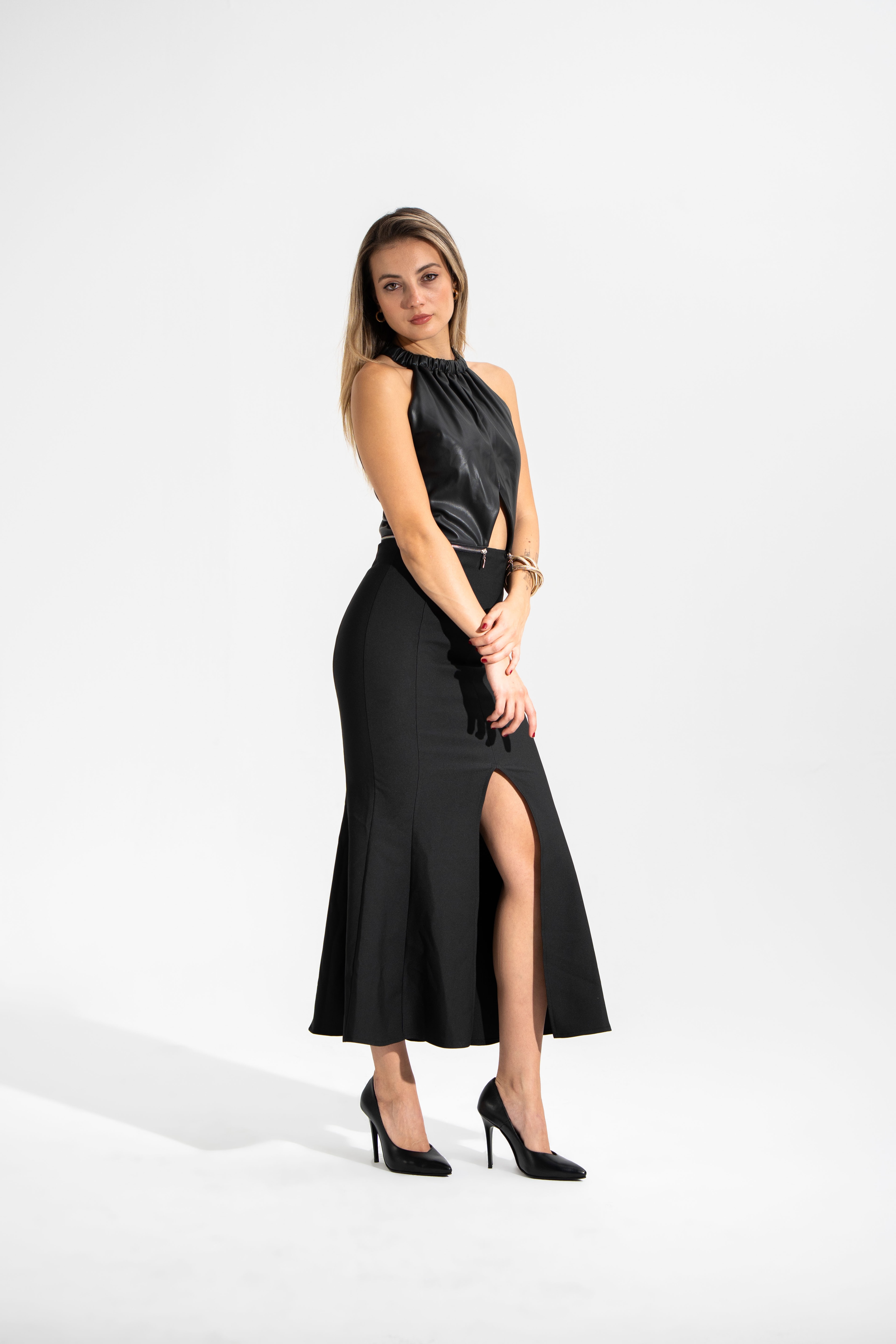 Üstü Deri Çıkabilir,Yırtmaçlı,Tasarım Elbise