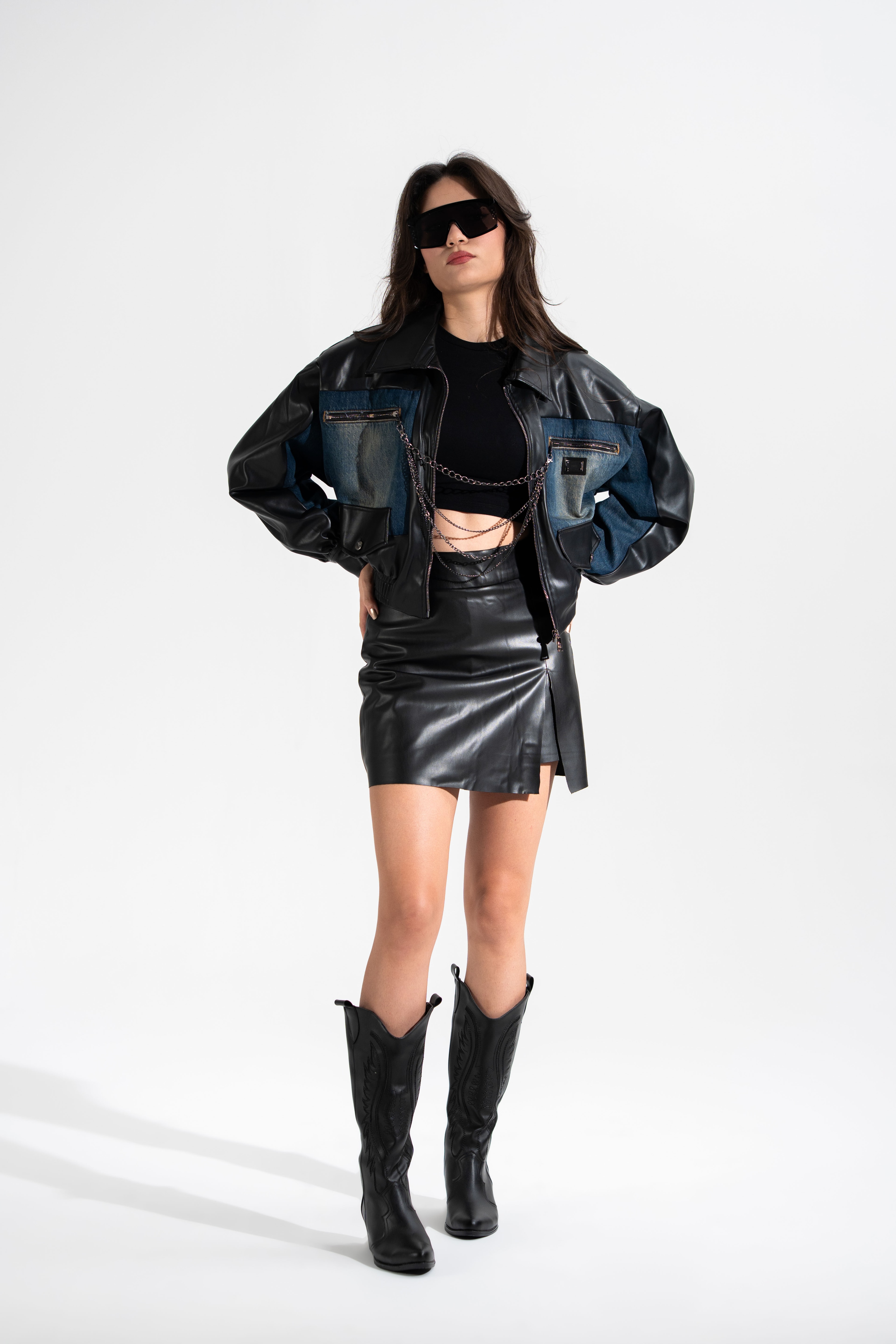 Suni Deri Şort Etek