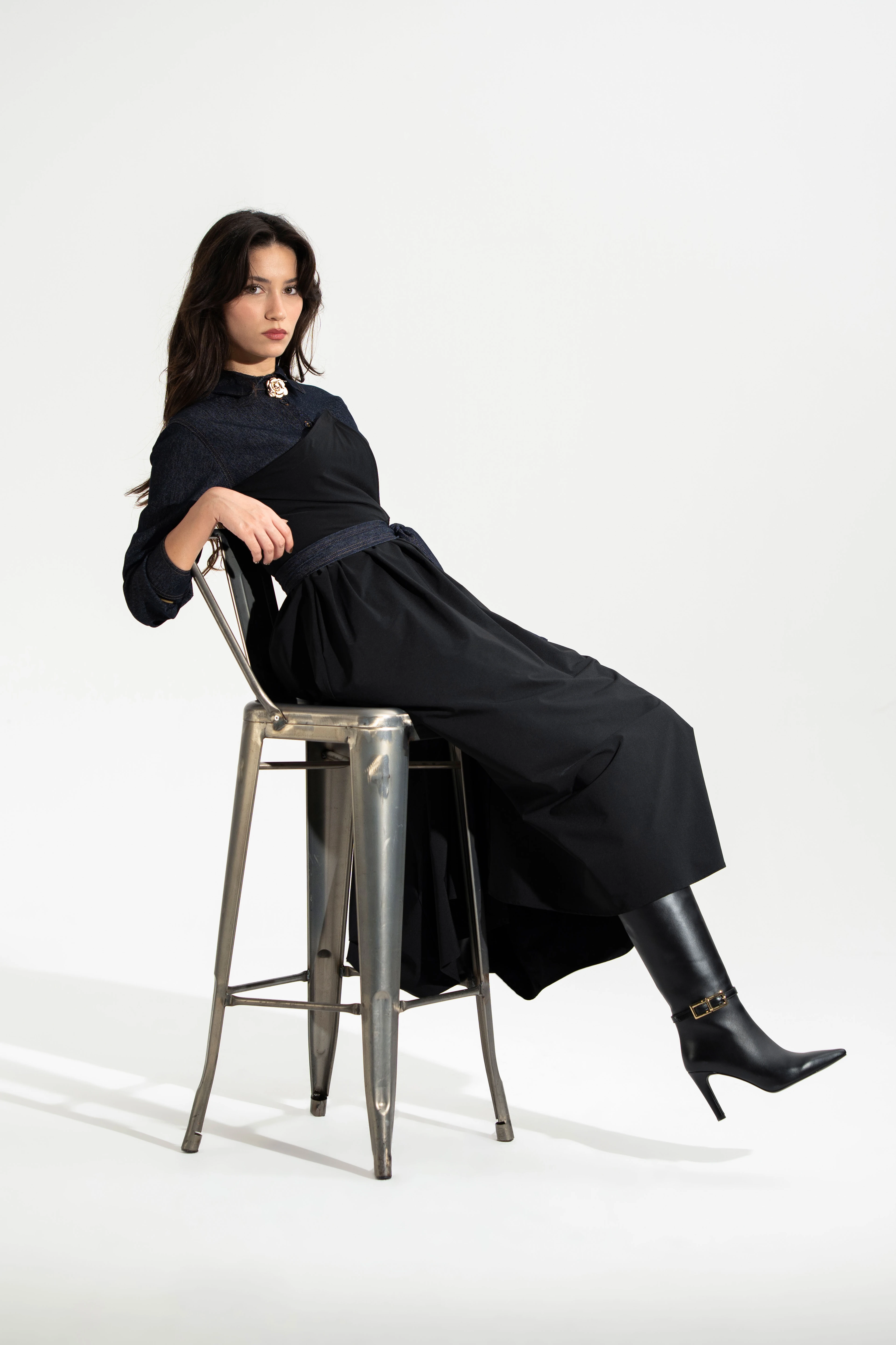 Üstü Kot Detaylı,Altı Kumaş,Tasarım Elbise