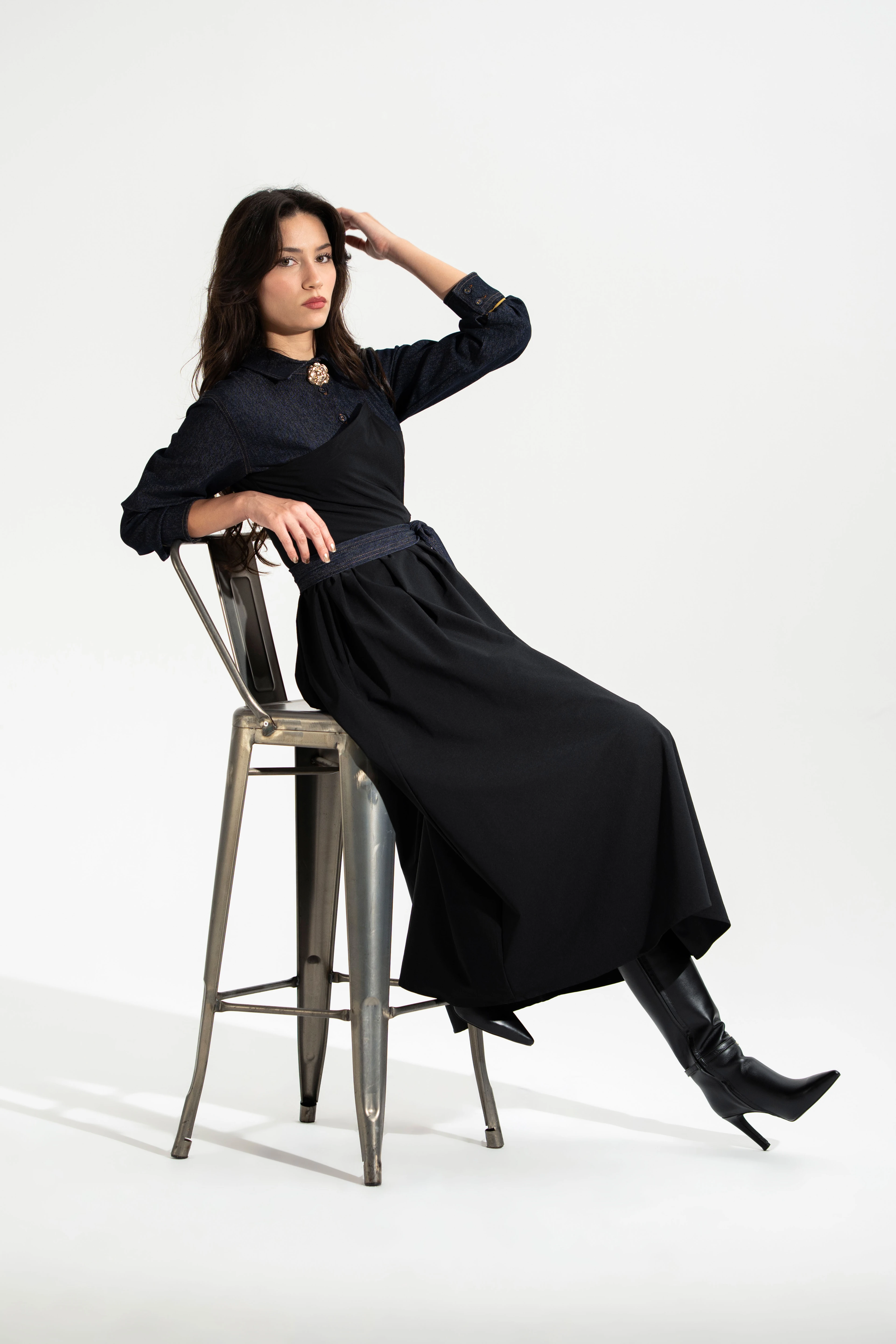 Üstü Kot Detaylı,Altı Kumaş,Tasarım Elbise