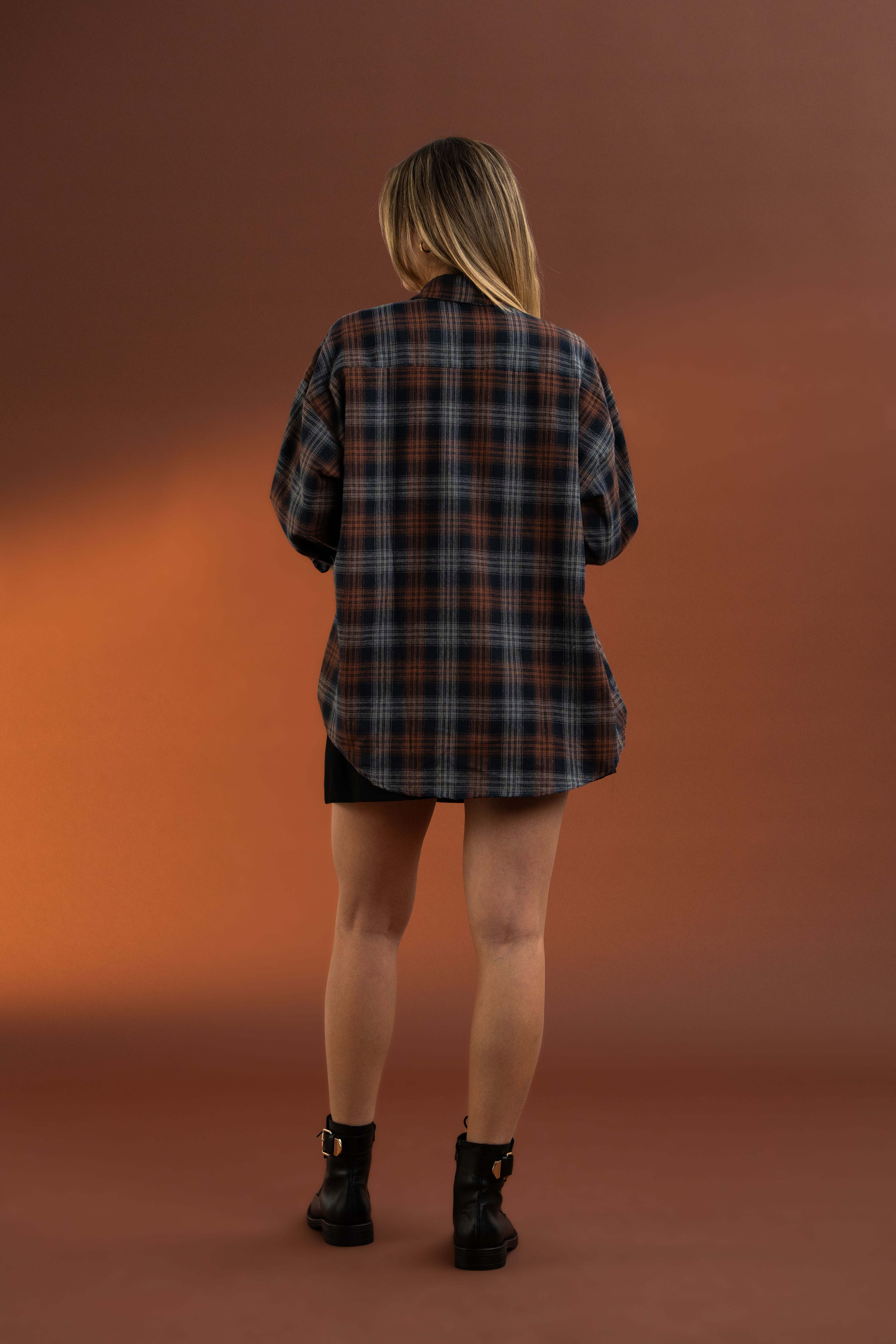 Ekose Desenli,Pamuk Gömlek-Laci/Orange