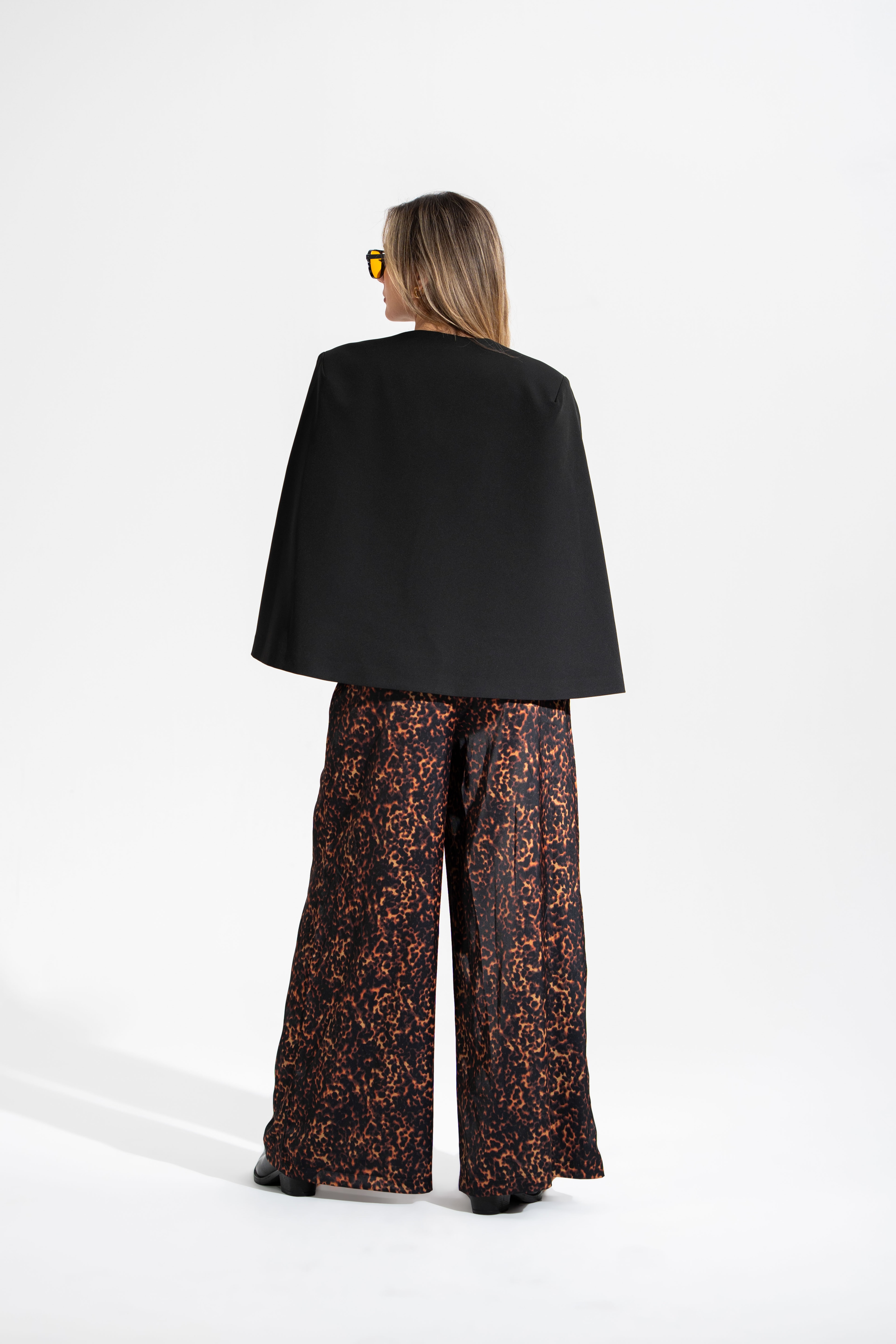 Gold Kemerli,Leopar Desen Saten Pantolon