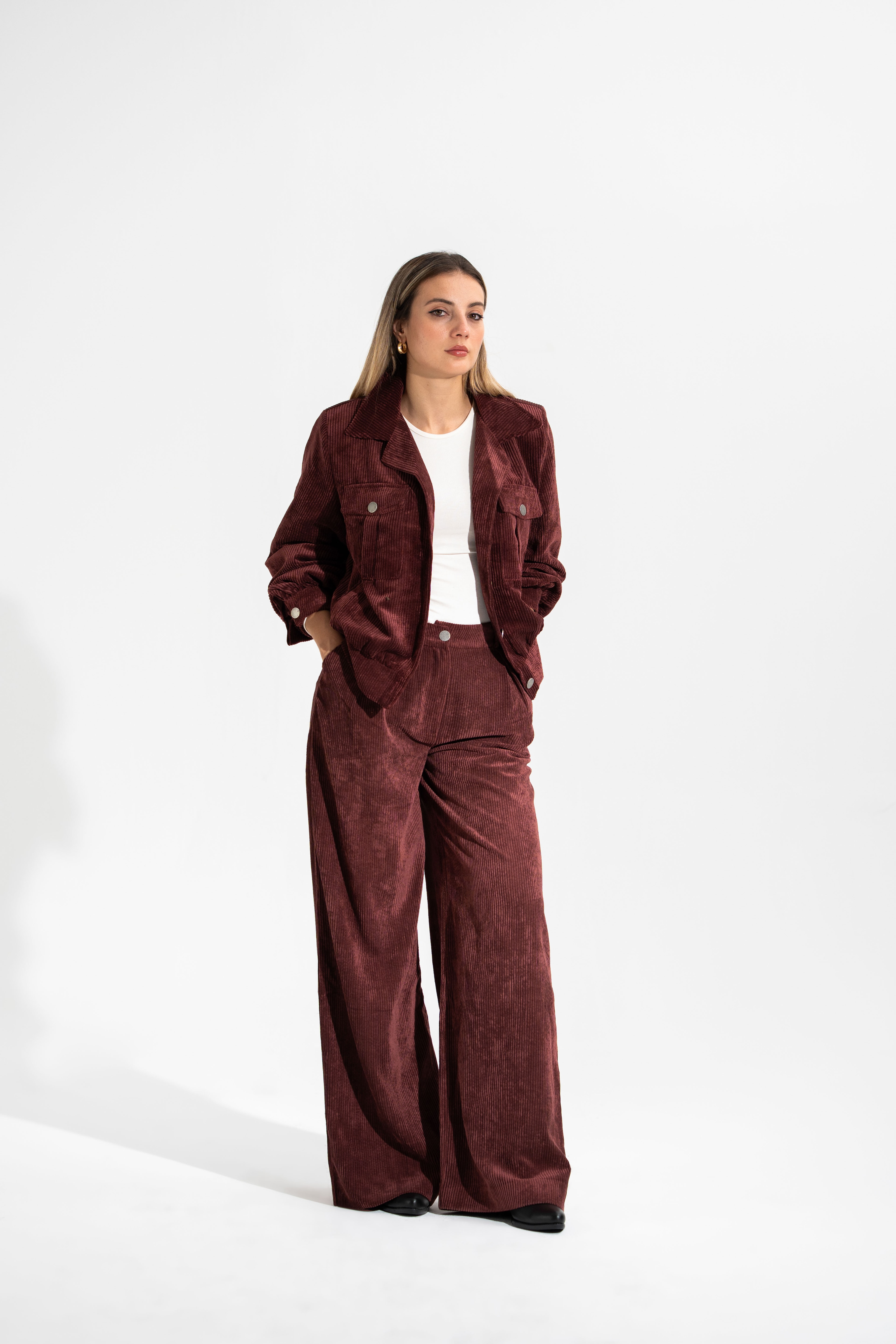 Tencel Kadife Takım-Bordo