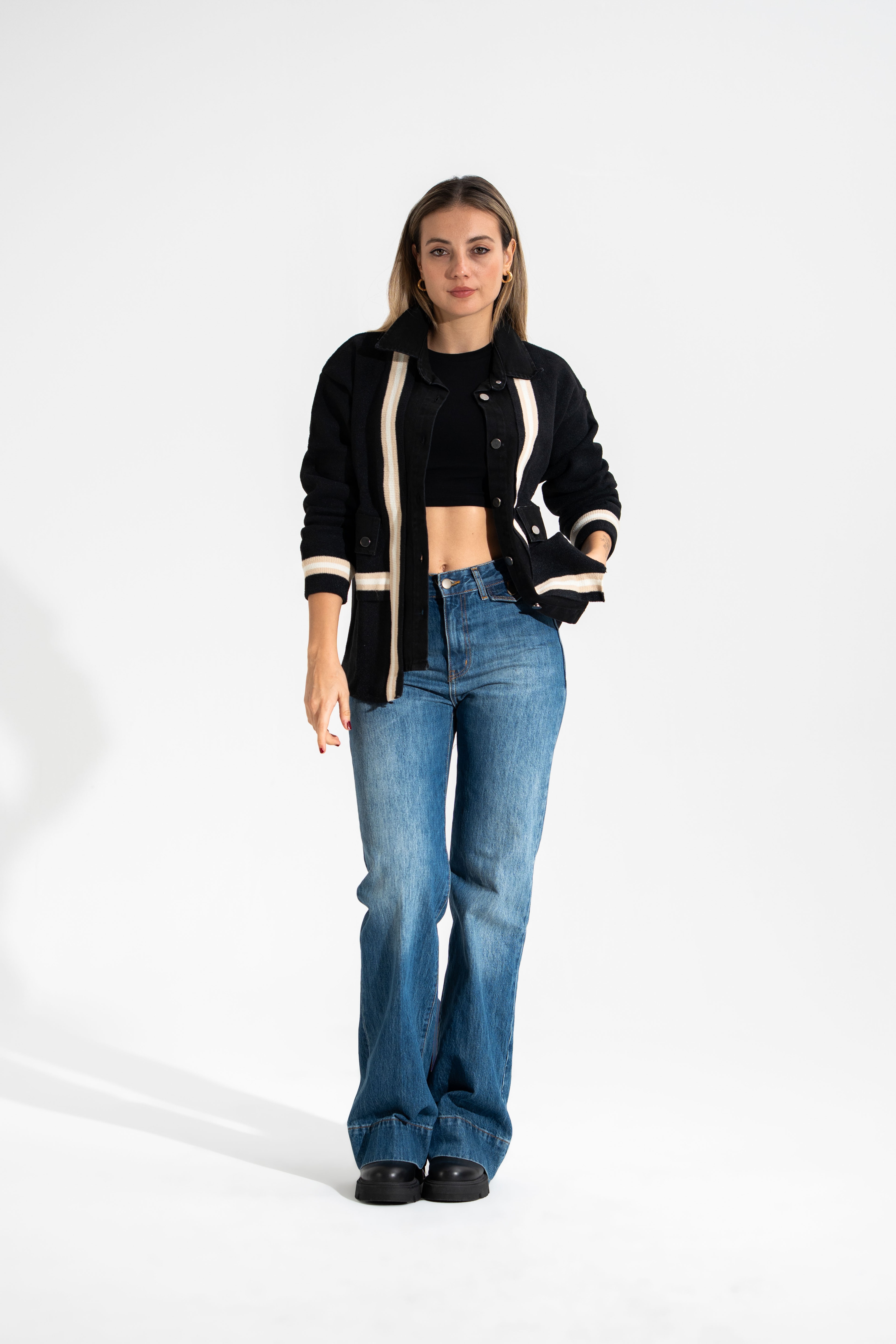 Kot Detaylı,Yumoş Hırka-Siyah