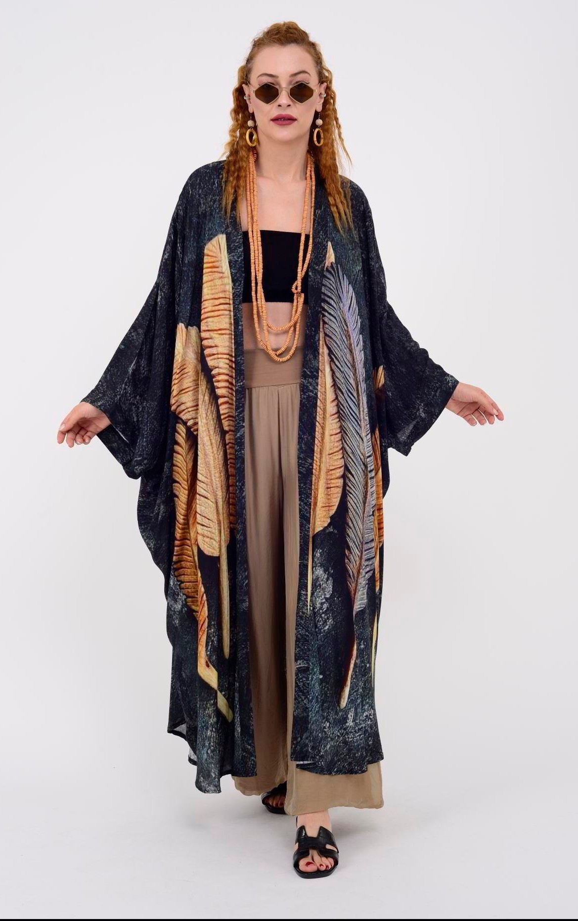 İtalyan,Tüy Desen Ham Kimono
