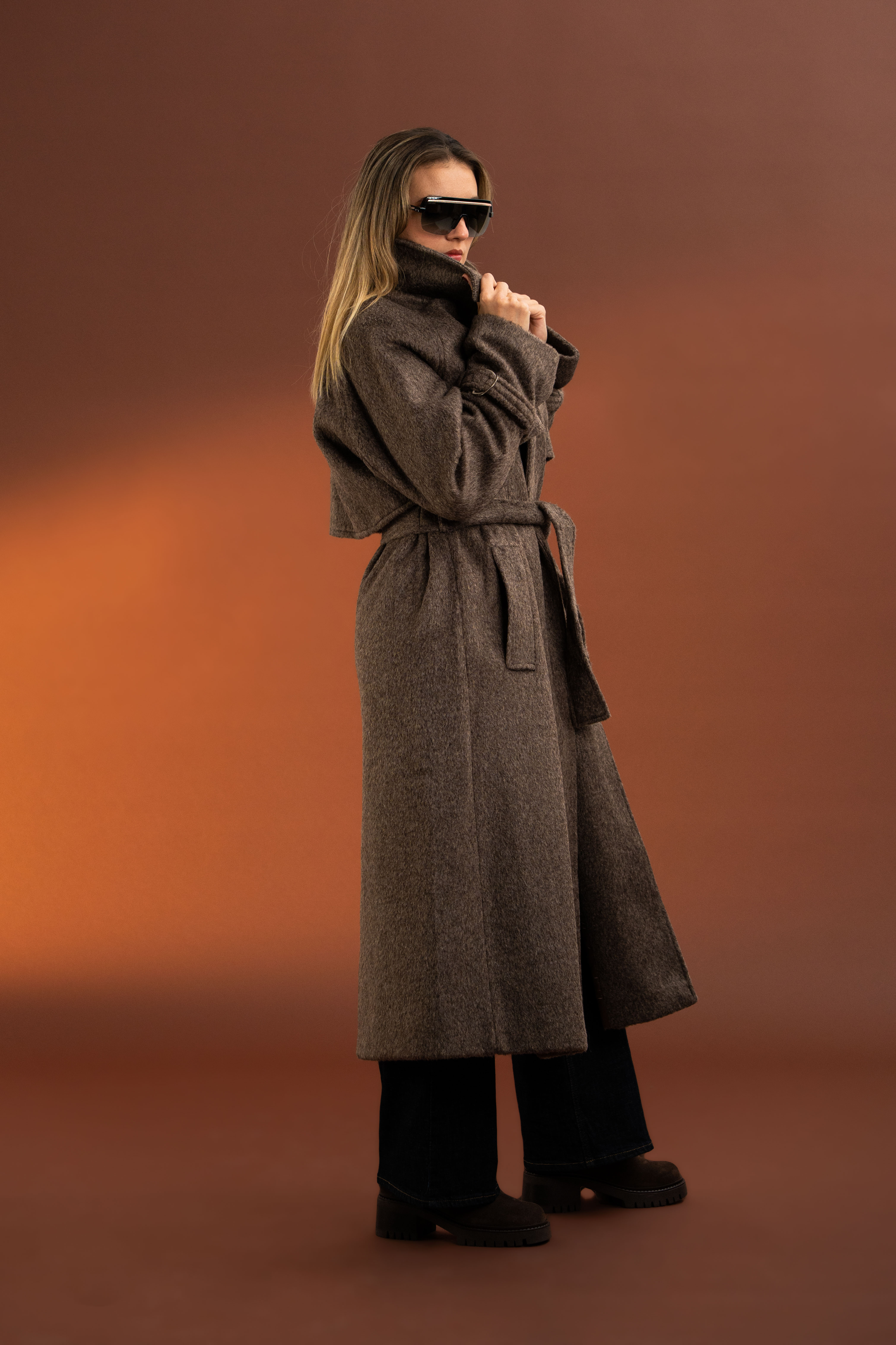 Roi Kaşe Kaban-Kahverengi