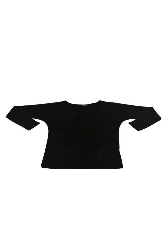 Kadın Siyah Kuru Kafalı Uzun Kollu Sweatshirt