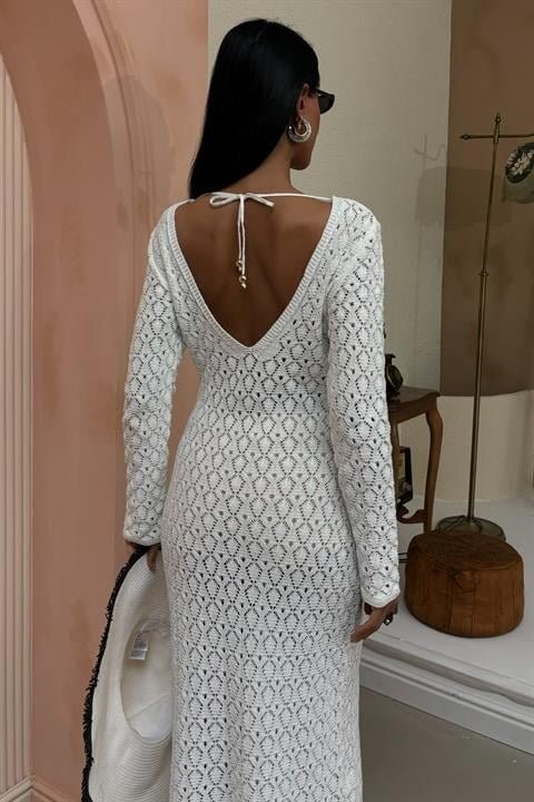 Göğüs Aksesuar Ve Pencereli Triko Elbise 2852