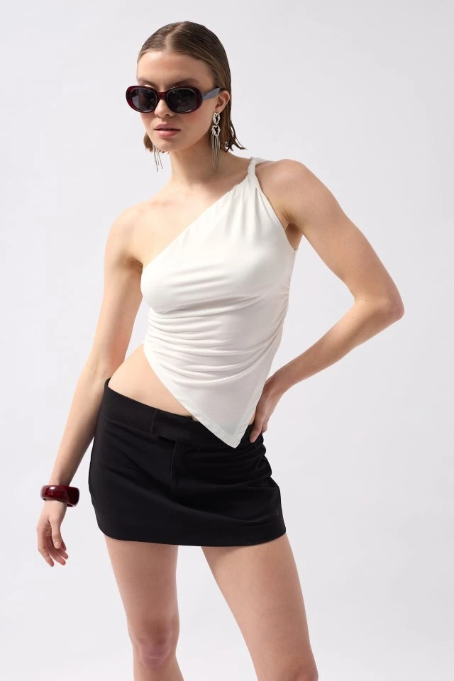 Simala Kadın Asimetrik Detay Şık Bluz