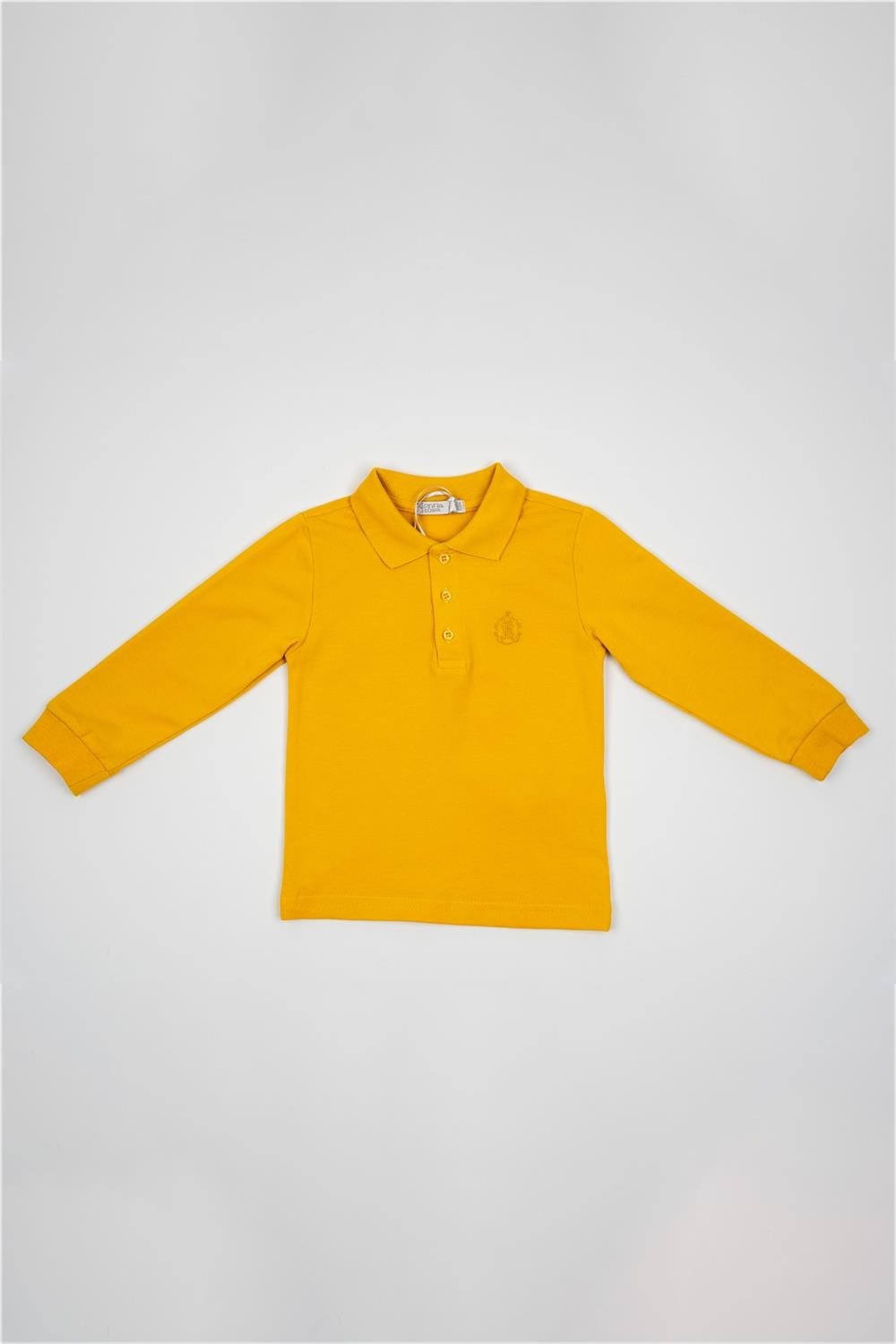 Erkek Çocuk Sarı Polo Yaka Uzun Kollu Kışlık Sweatshirt