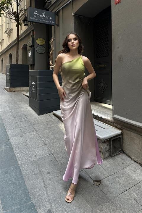Carol Tek Omuz Saten Elbise 2613