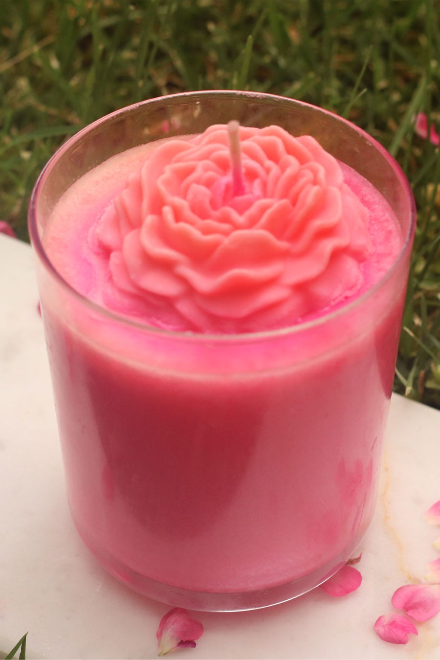 Organik Doğal Çilek Kokulu Coconut El Yapımı Cam Mum 250 Cc