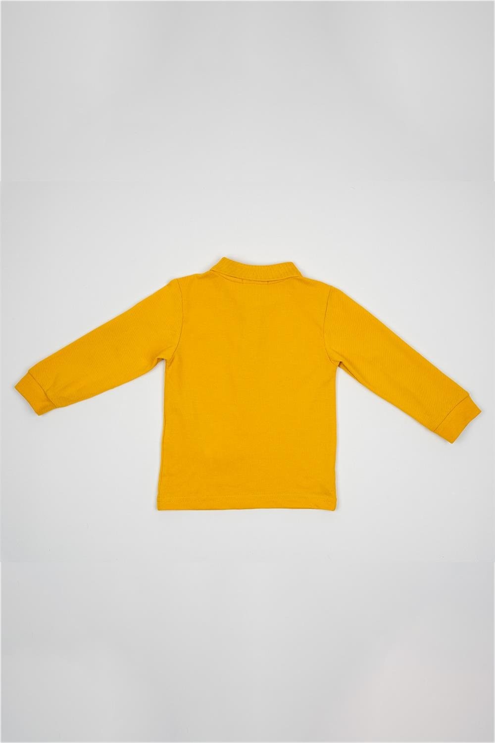 Erkek Çocuk Sarı Polo Yaka Uzun Kollu Kışlık Sweatshirt