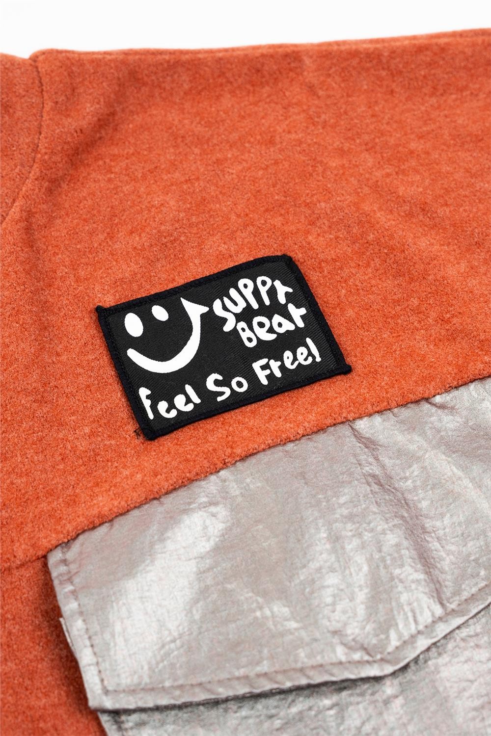 Kadın Turuncu Gümüş Cepli Polar Sweatshirt