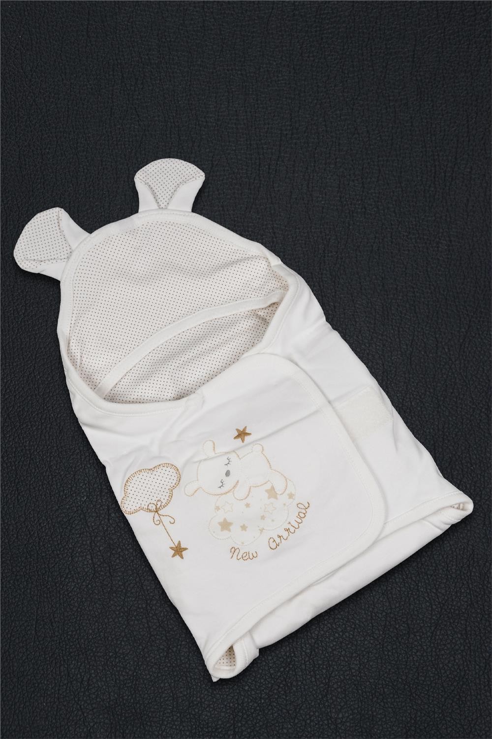 Unisex Bebek Beyaz Yıldızlı Ayıcıklı Kundak