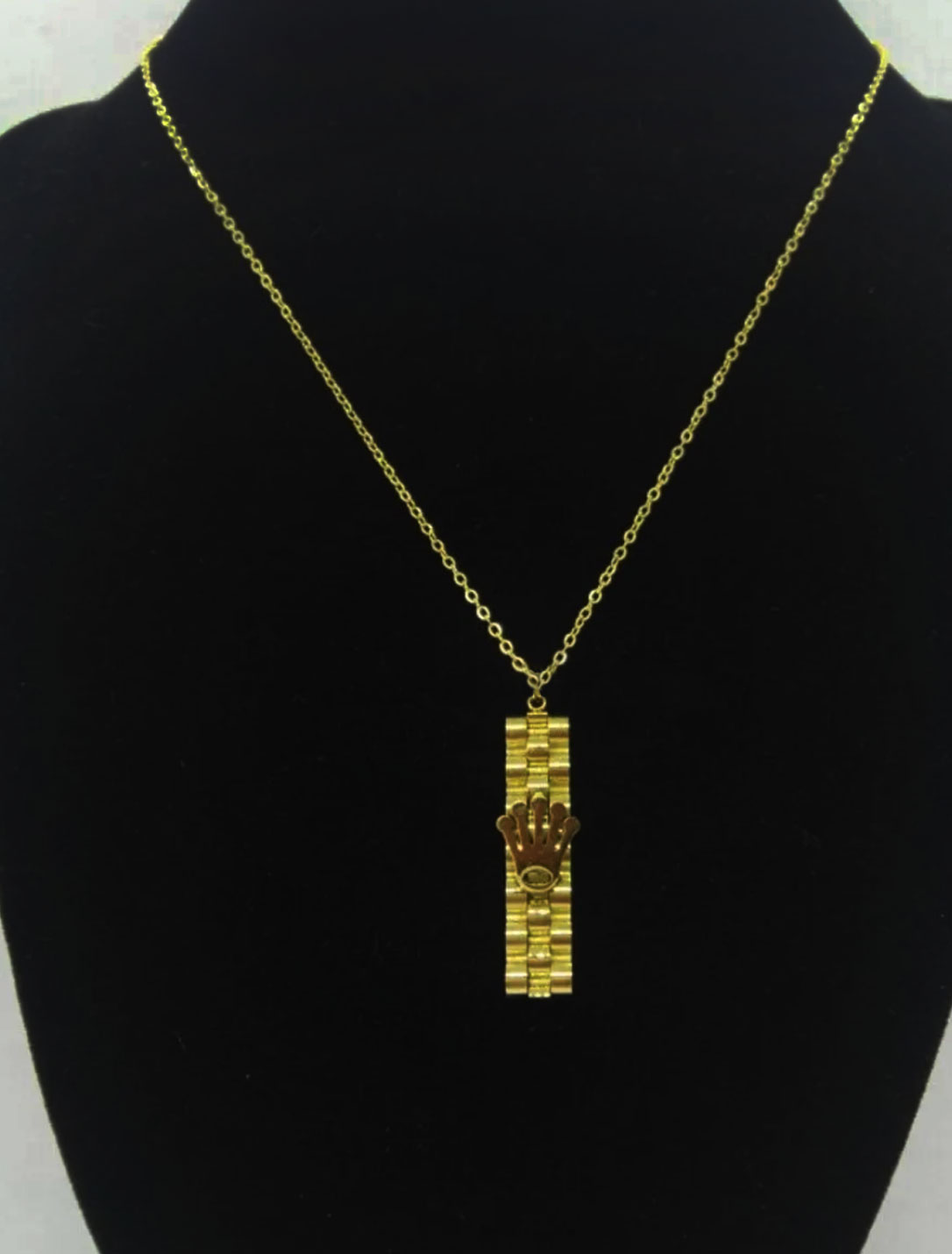 Çelik Gold Renk Kordon Taç Model Kadın Kolye