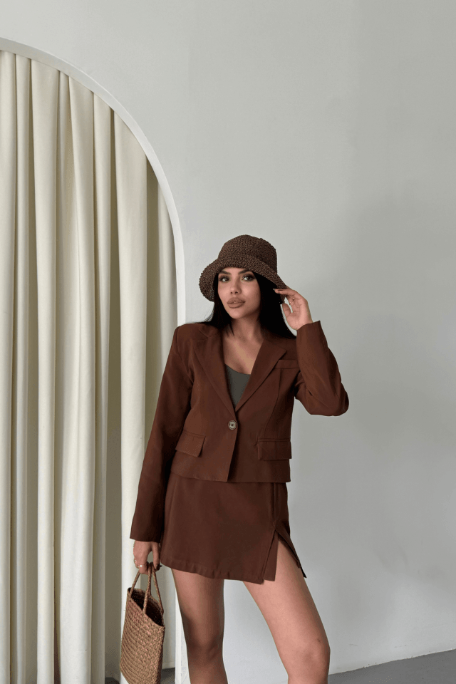 CROP CEKET - KISA ETEK TAKIM - Kahverengi