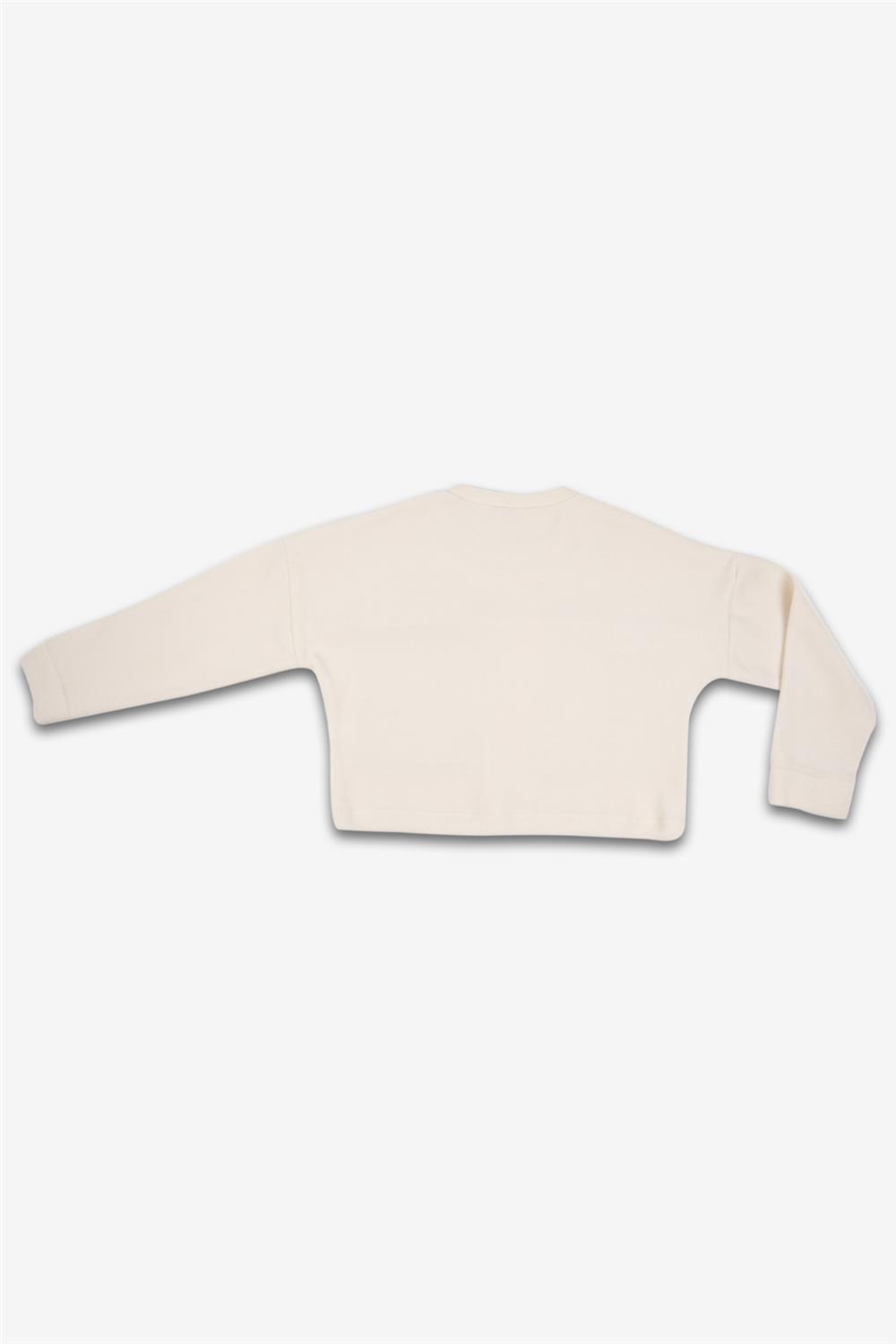 Kadın Krem Gümüş Cepli Polar Sweatshirt