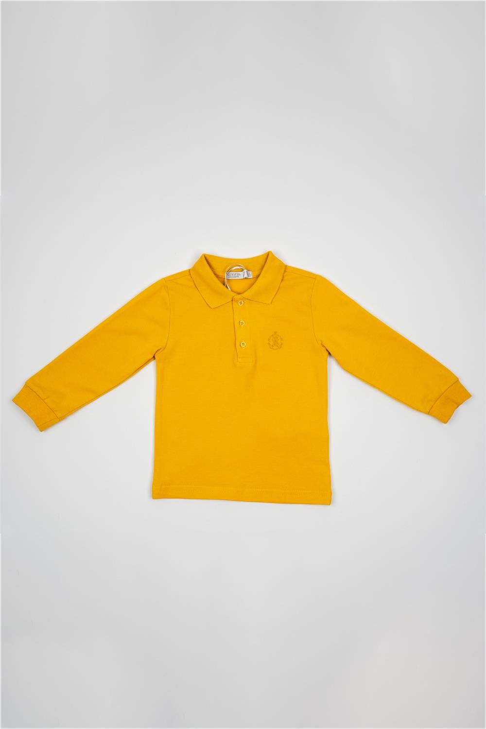 Erkek Çocuk Sarı Polo Yaka Uzun Kollu Kışlık Sweatshirt