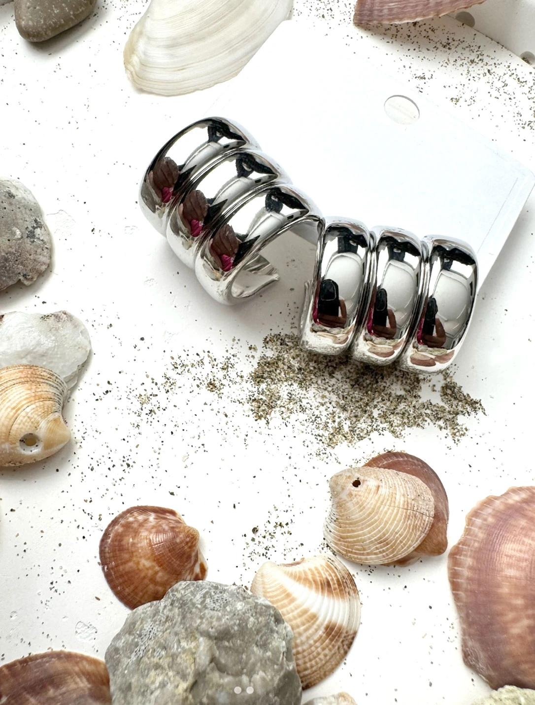 Çelik Gümüş Renk Parlak Kalın Halka Model Kadın Küpe