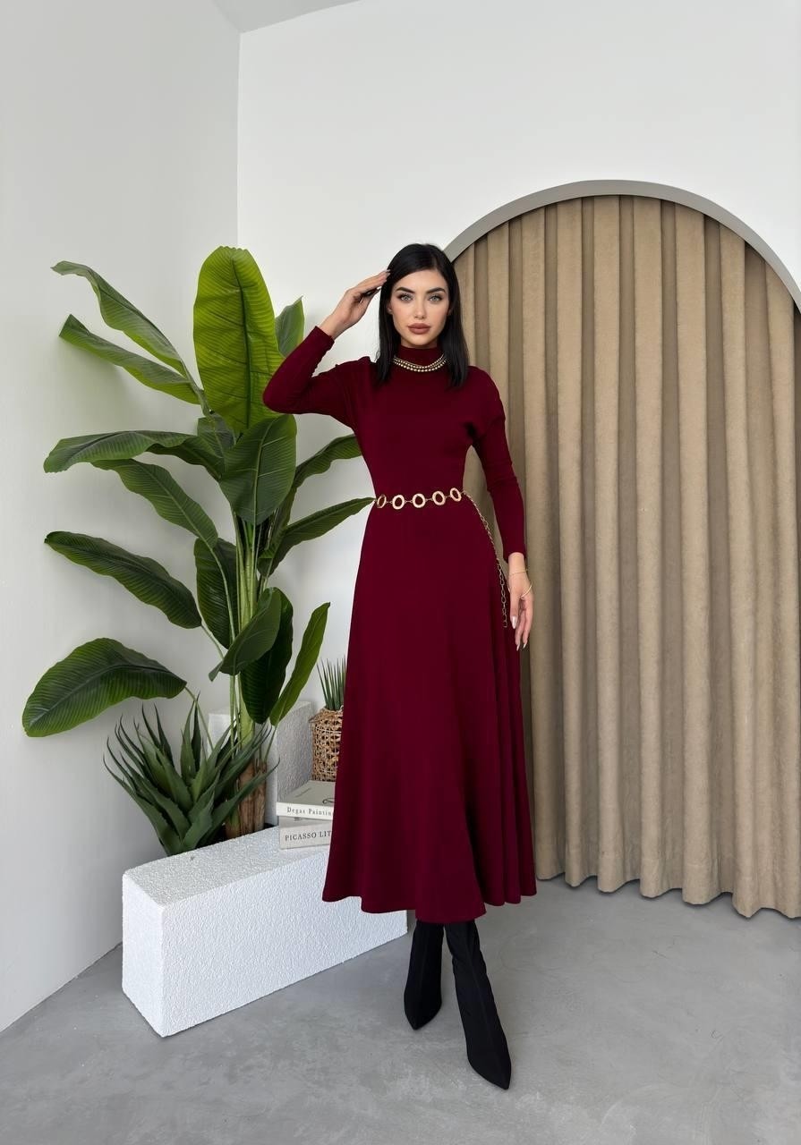 Dina Boğazlı Midi Elbise
