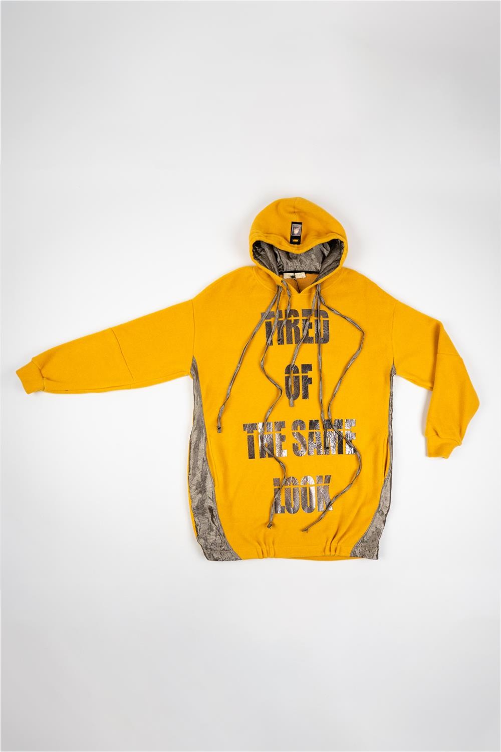 Kadın Sarı Yazılı Polar Sweatshirt