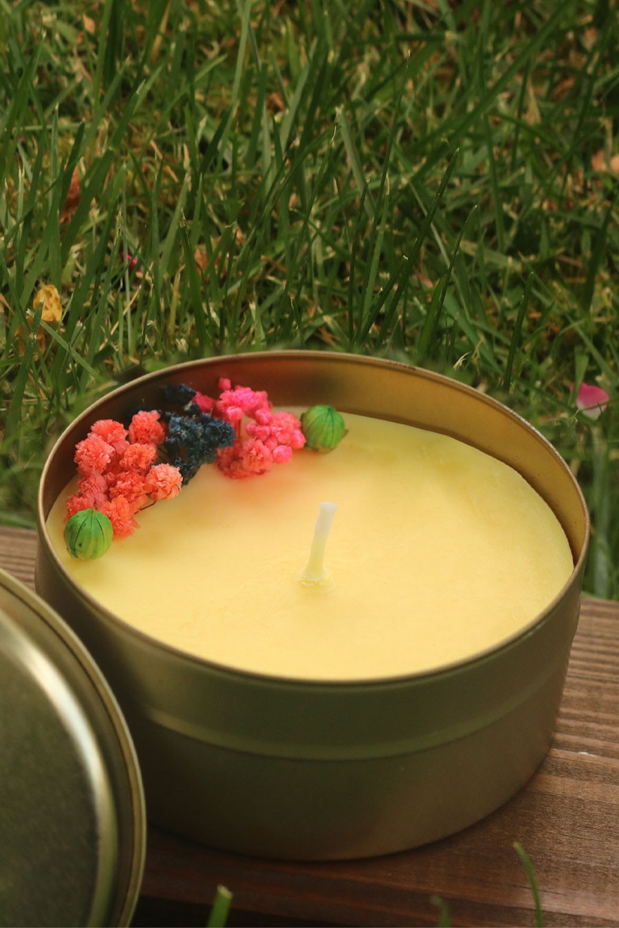 Organik Doğal Hanımeli Kokulu Soya Wax El Yapımı Metal Kutulu Mum 100 Cc