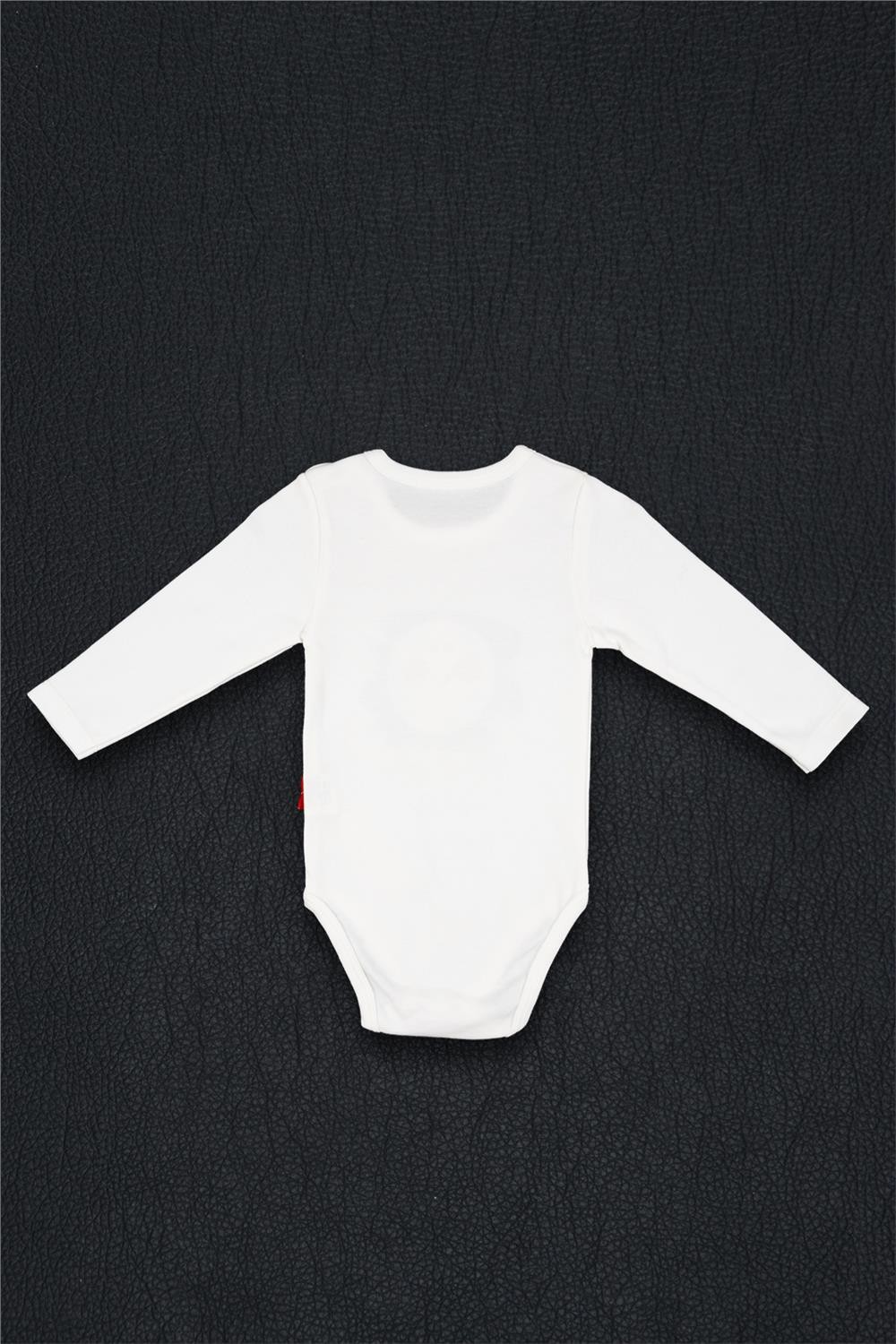 Unisex Bebek Beyaz Gülen Ay Alttan Çıtçıtlı Zıbın