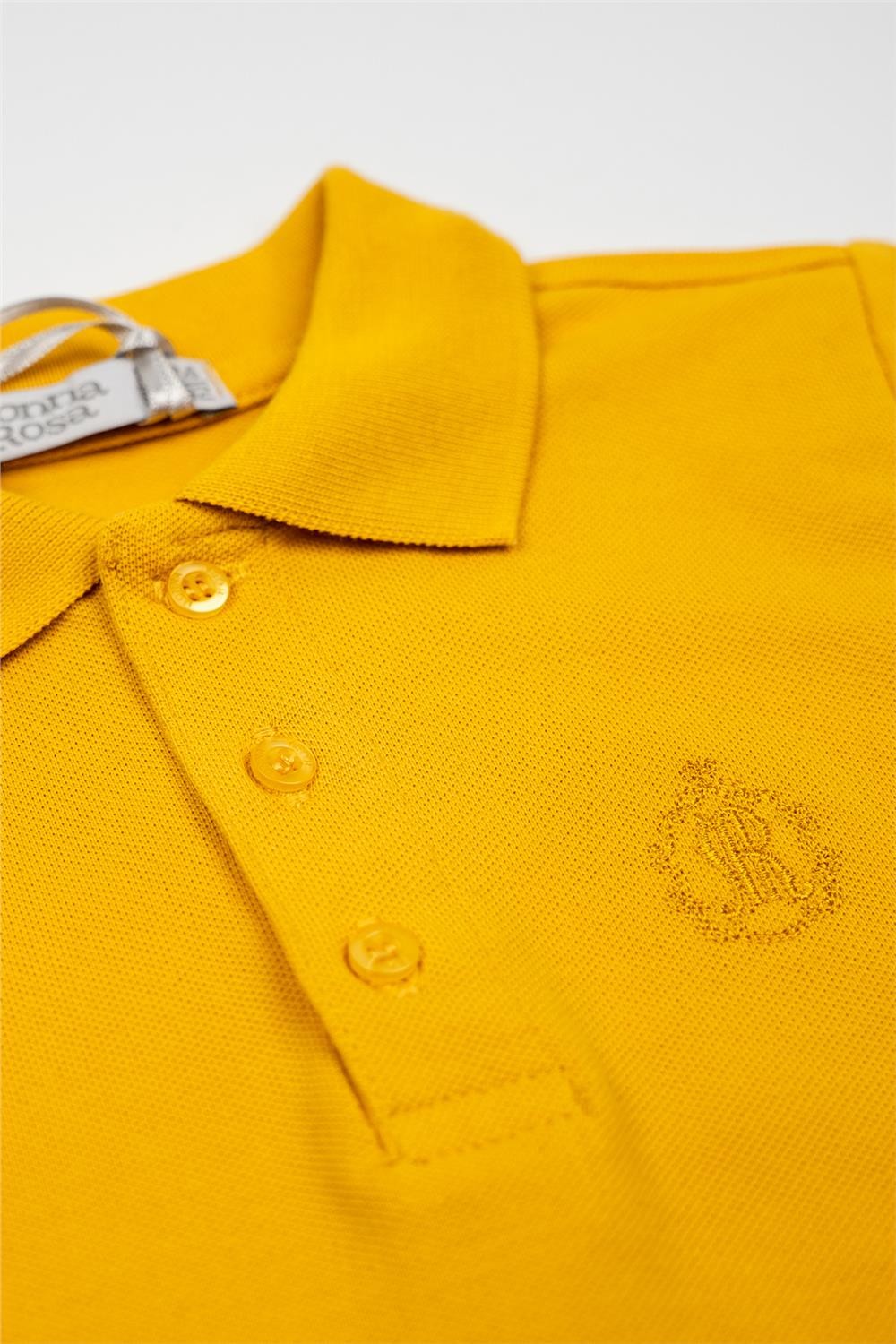 Erkek Çocuk Sarı Polo Yaka Uzun Kollu Kışlık Sweatshirt