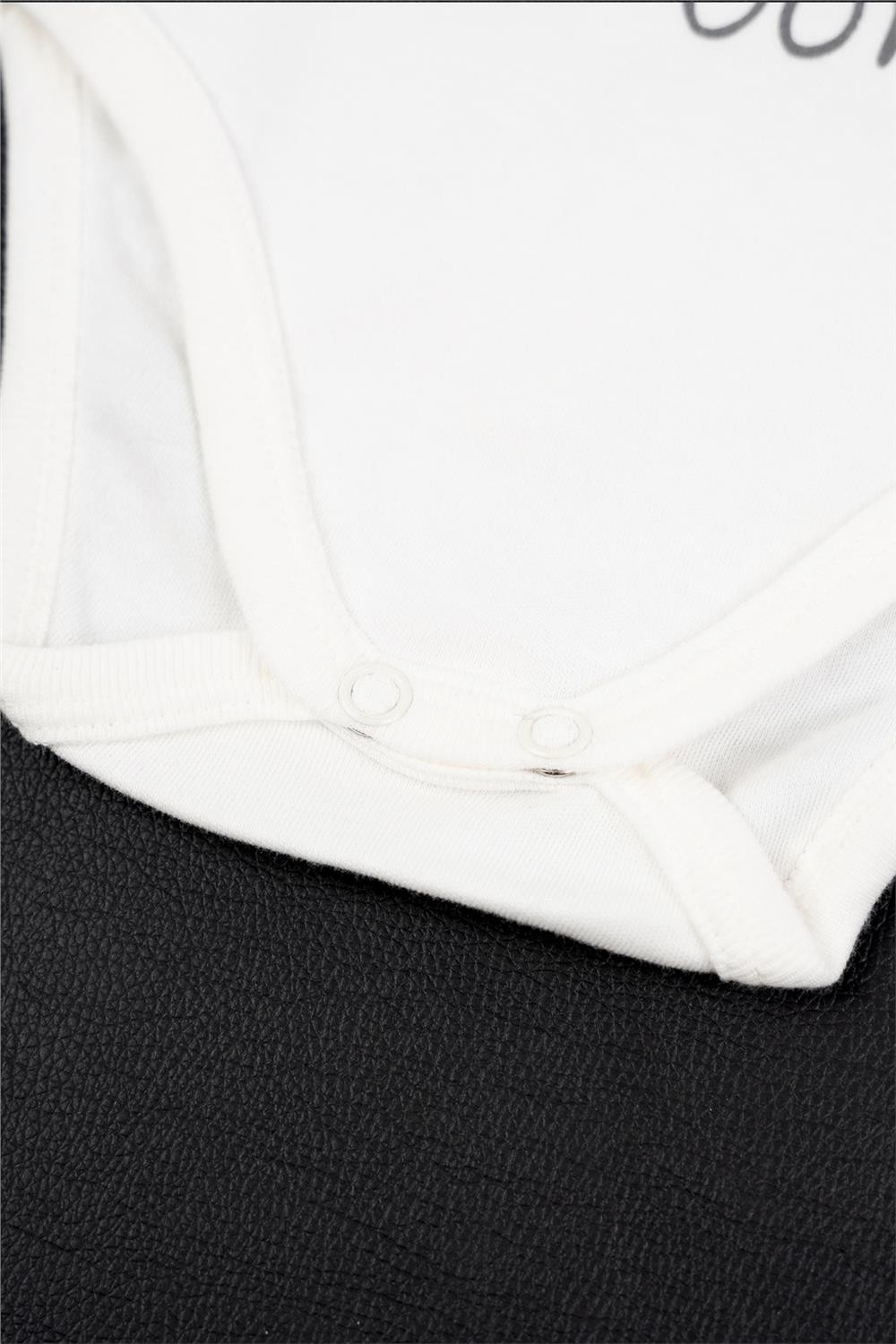 Unisex Bebek Beyaz Gülen Ay Alttan Çıtçıtlı Zıbın