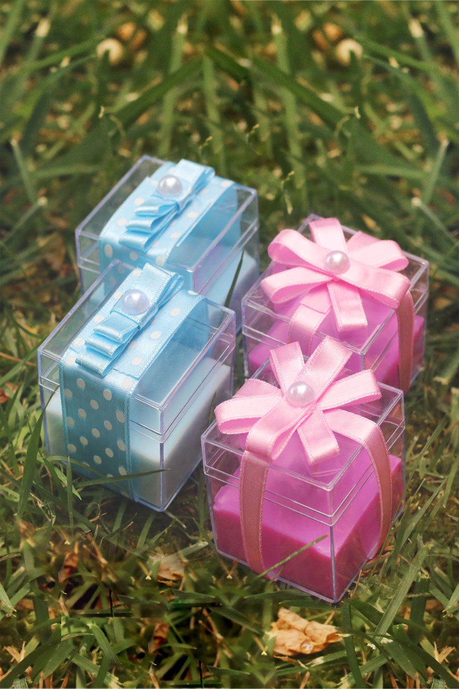 Organik Doğal Kokulu Soya Wax Pembe Mavi Renk 4'lü Hediyelik Mum