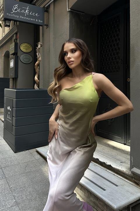 Carol Tek Omuz Saten Elbise 2613