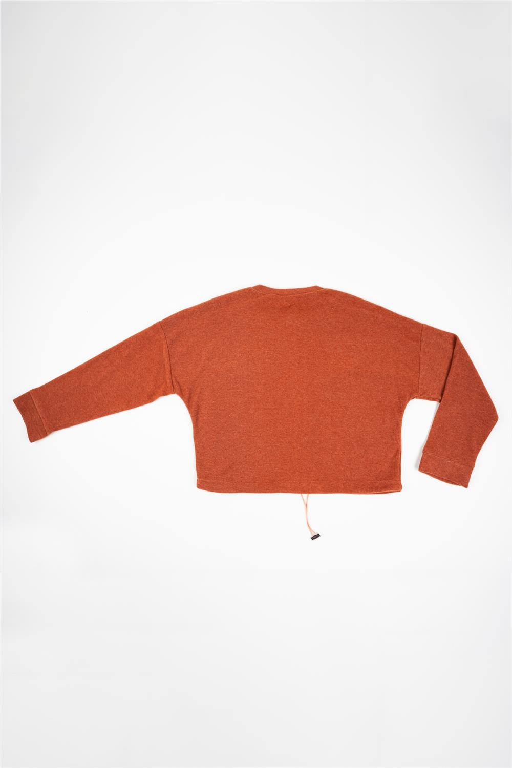 Kadın Turuncu Gümüş Cepli Polar Sweatshirt