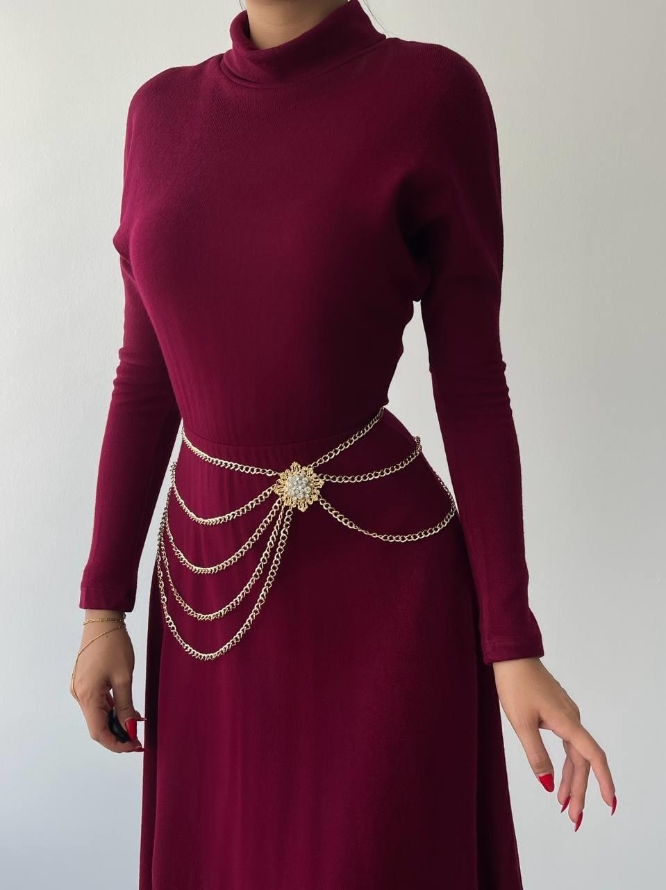 Dina Boğazlı Midi Elbise