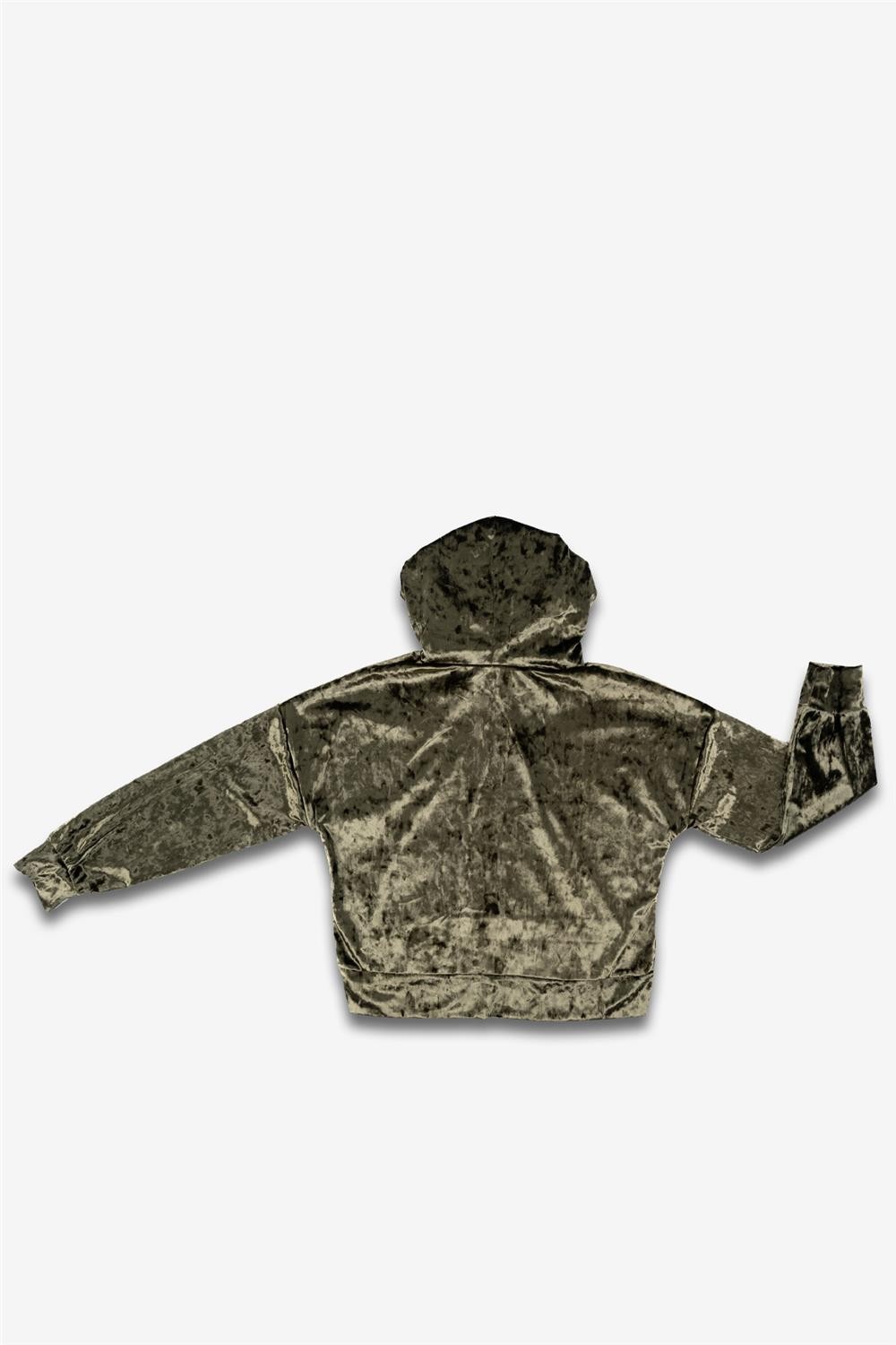 Kadın Yeşil Souchi Marka Parlak Kadife Sweatshirt