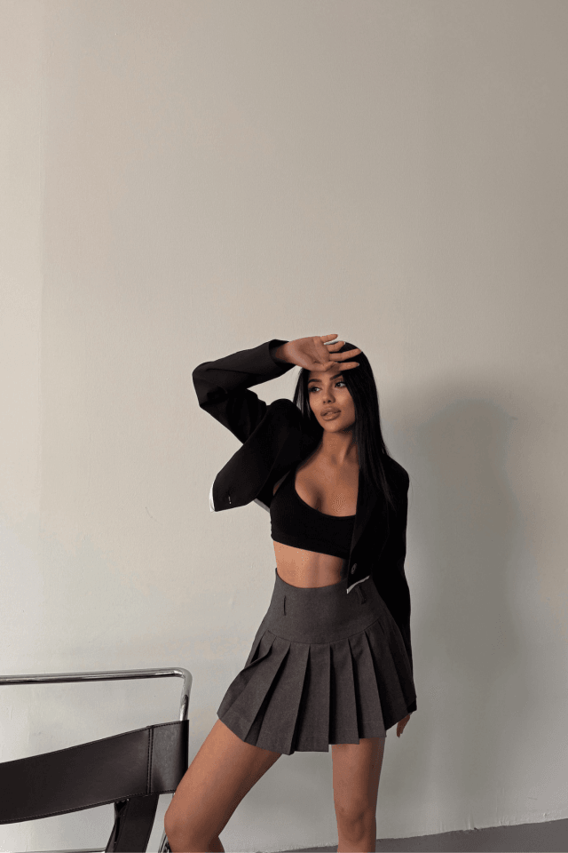 CROP CEKET TEK DÜĞME - Siyah