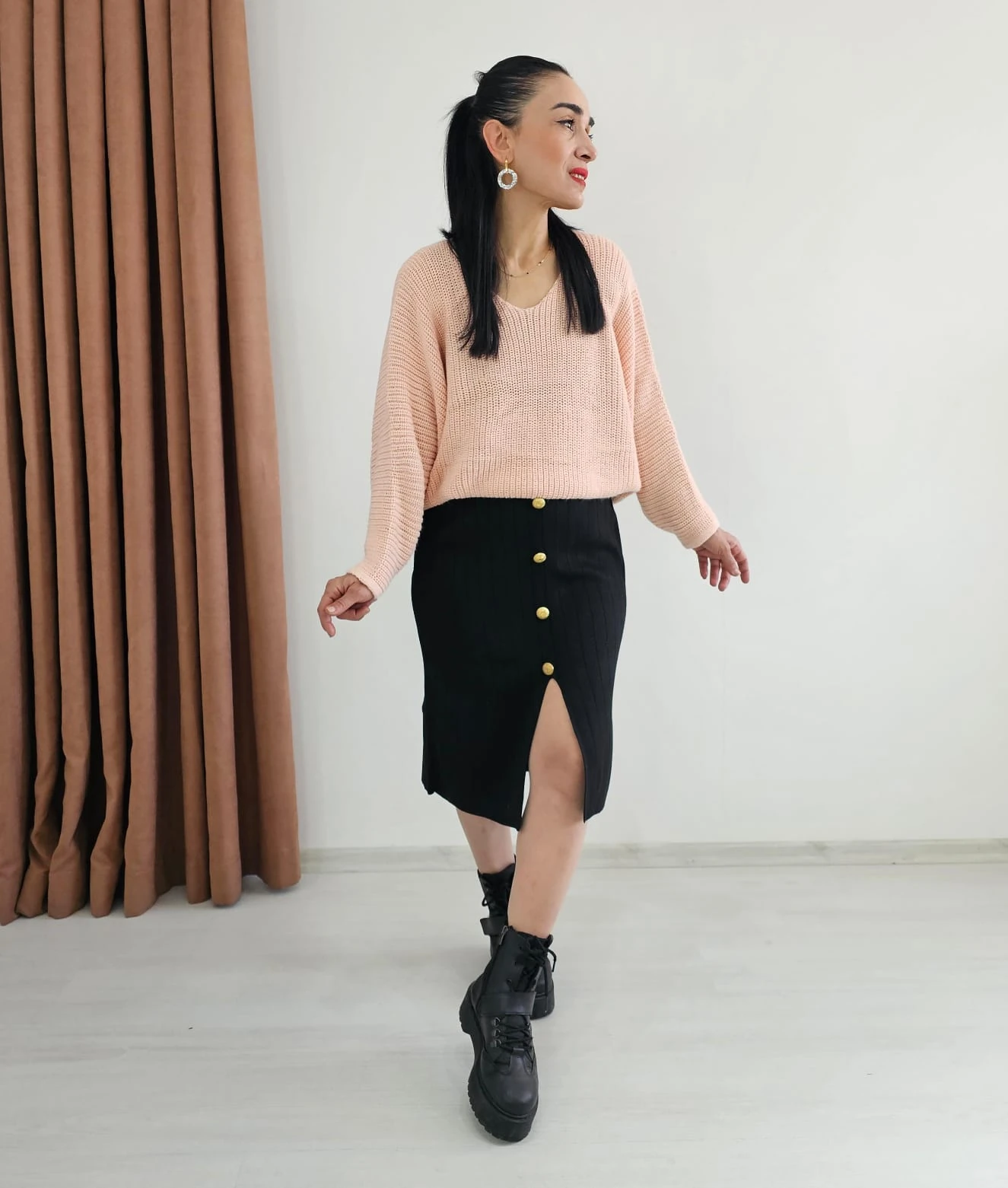 Yarasa Kol Örme Kazak - PUDRA