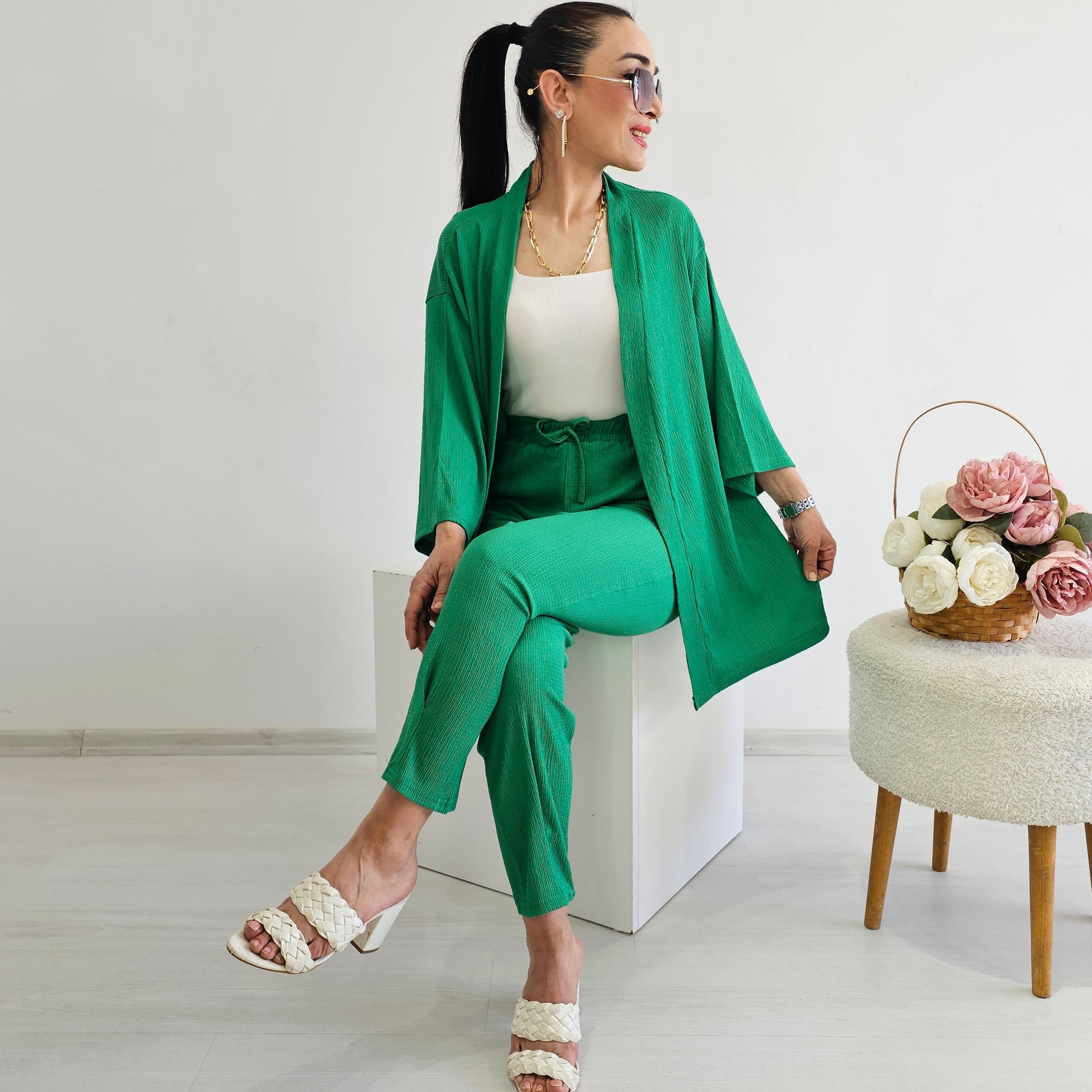 Dar Düz Kimono Takımı
