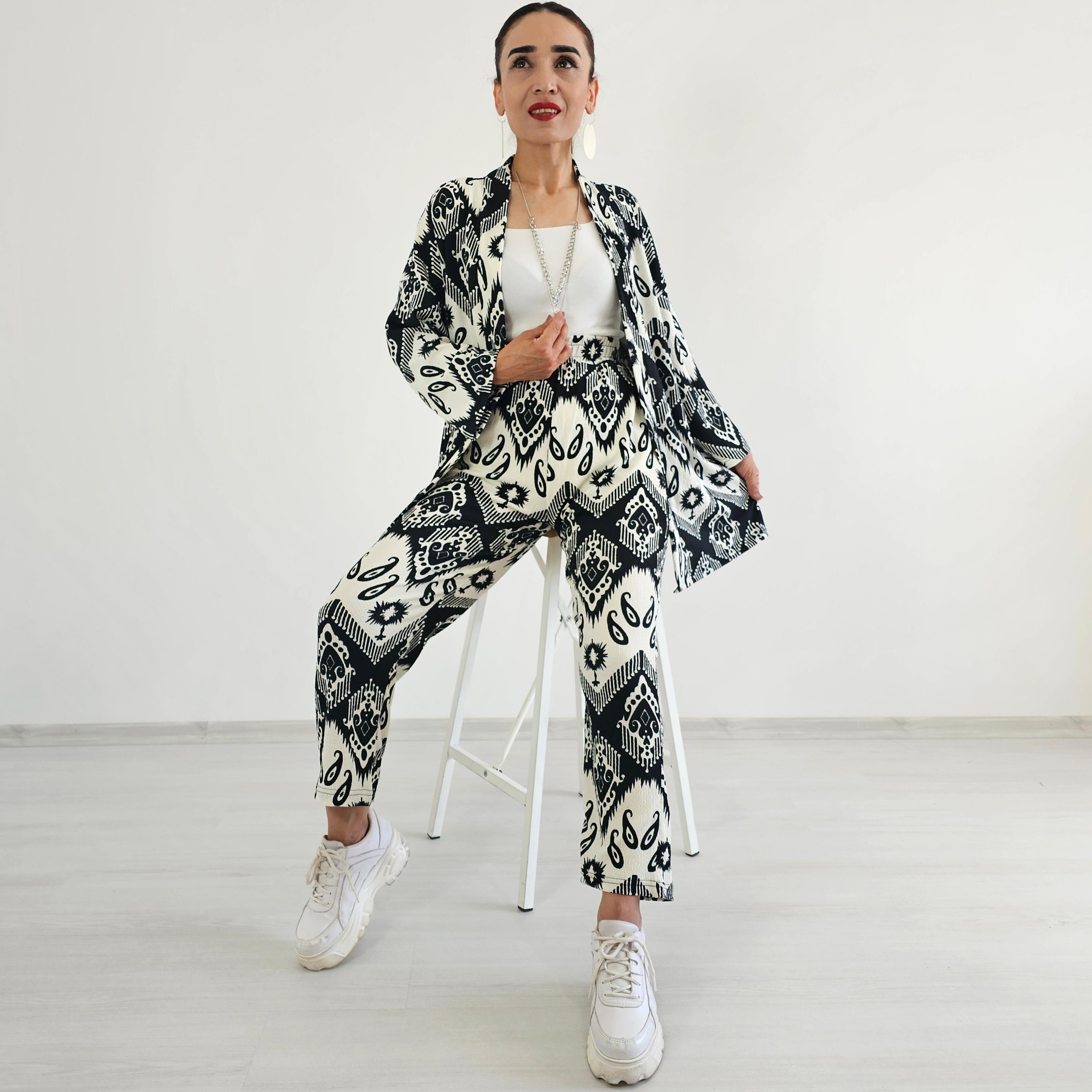 Dar Desenli Kimono Takımı