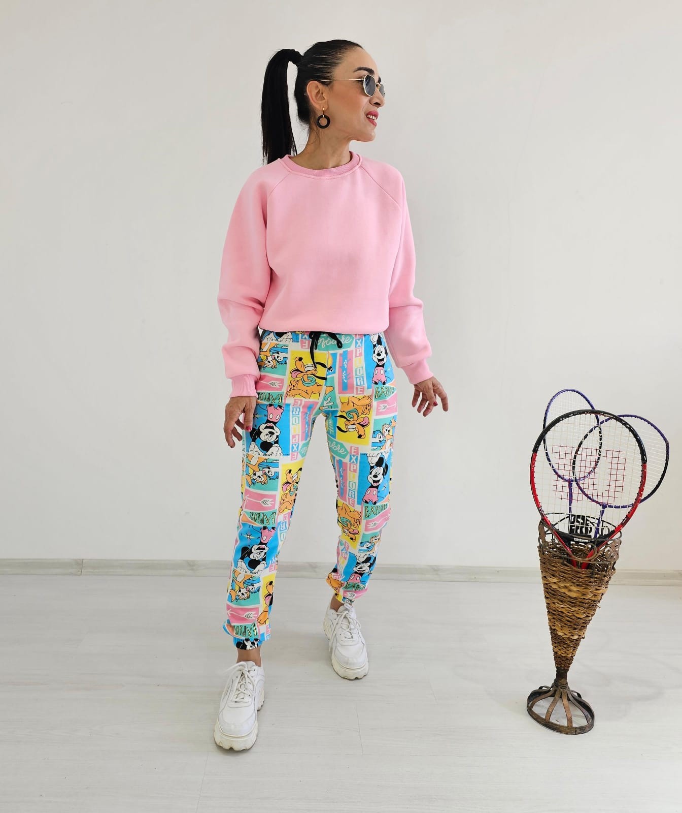 3 İp Sıfır Yaka Sweatshirt - ŞEKER PEMBE