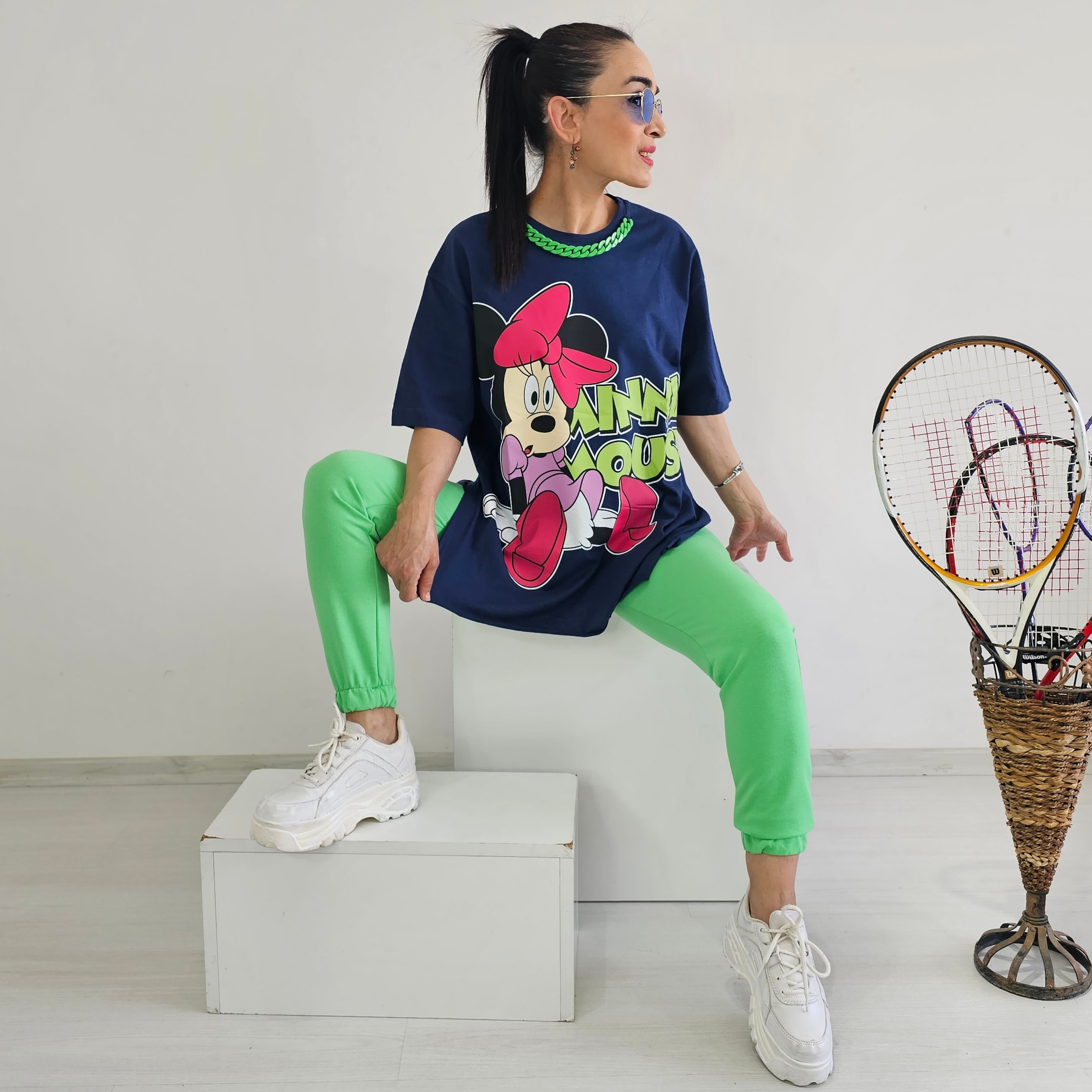 Kolye Detay Mickey Eşofman Takımı - Lacivert