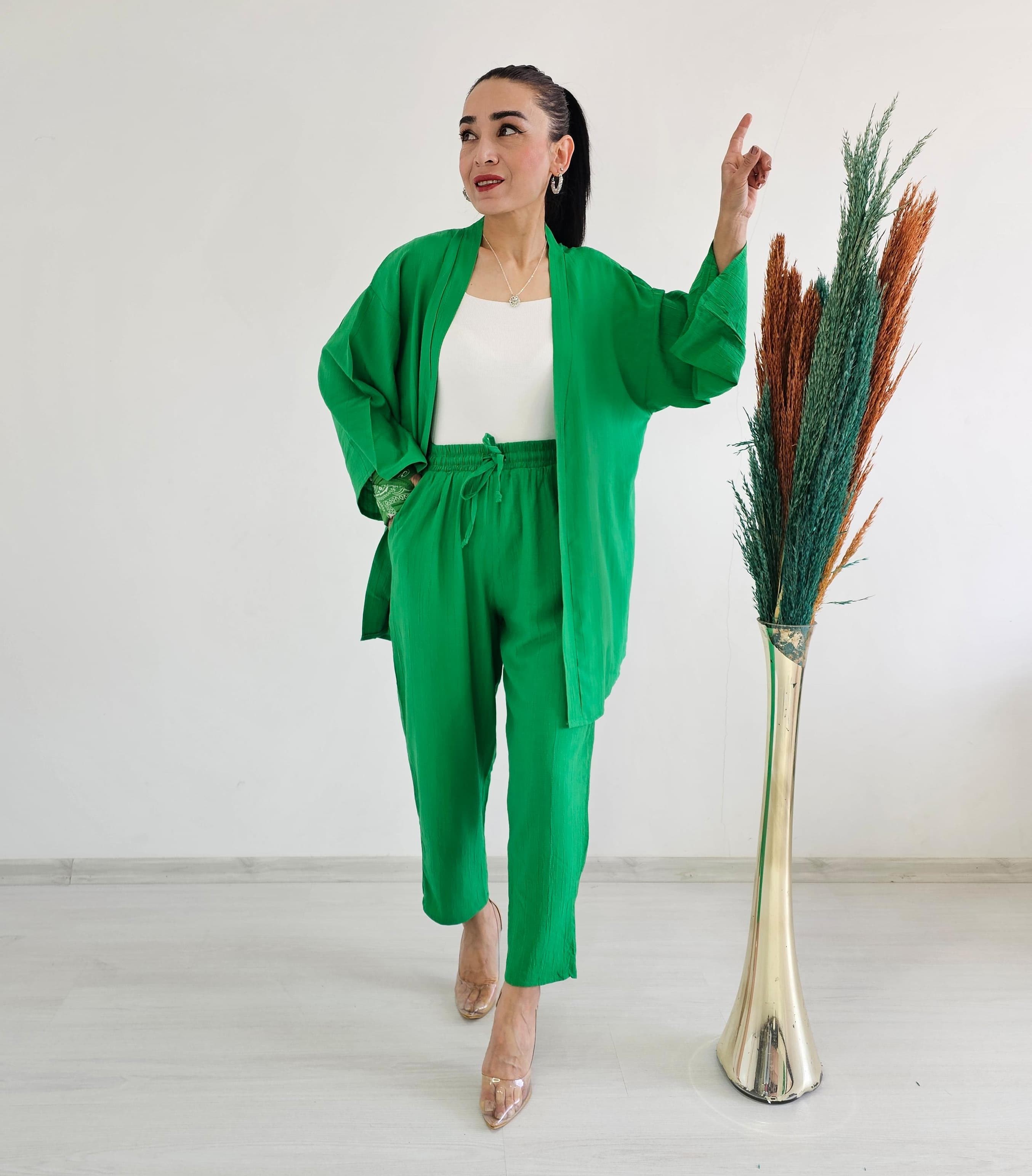 Btx Datça Kimono Takımı - YEŞİL