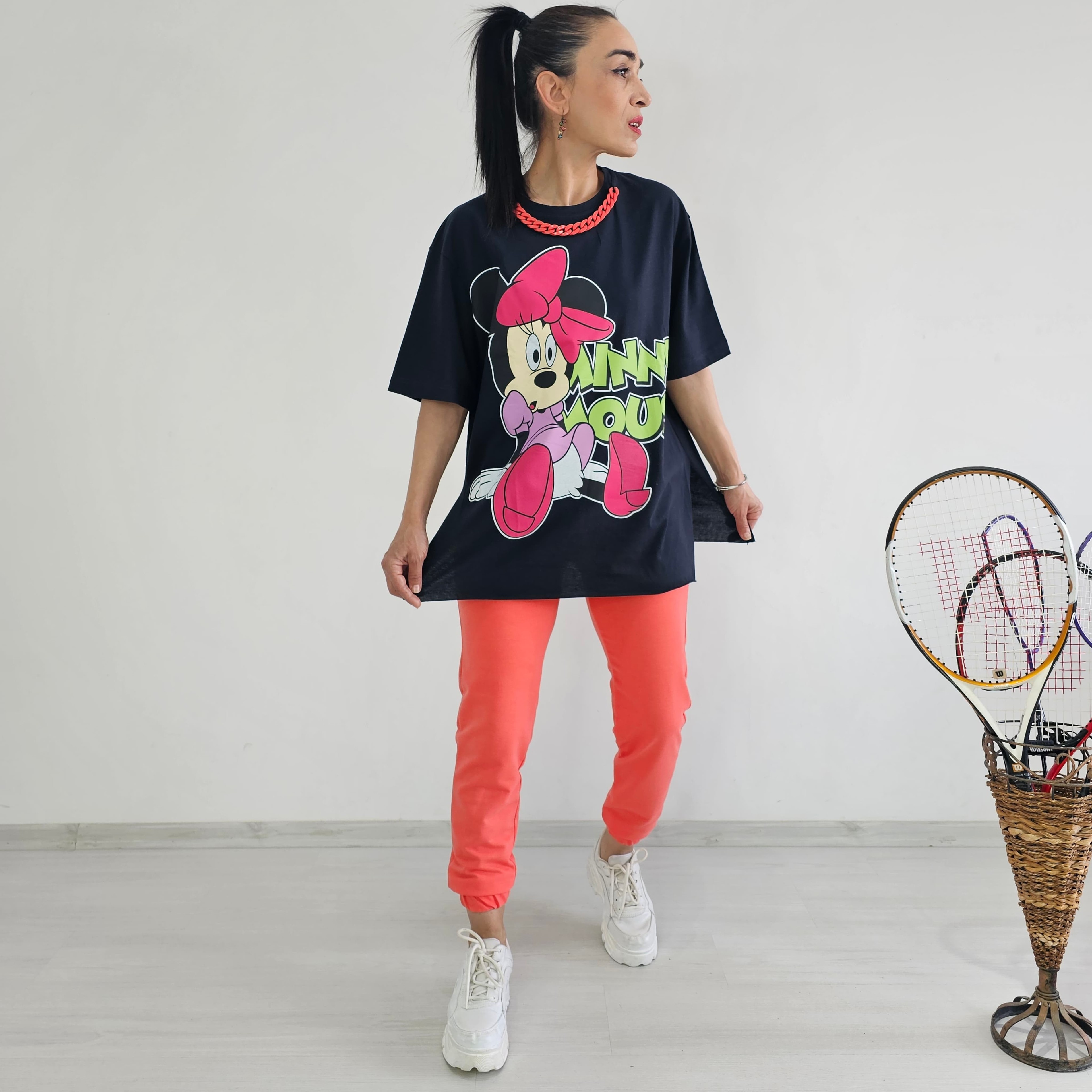 Kolye Detay Mickey Eşofman Takımı - SİYAH