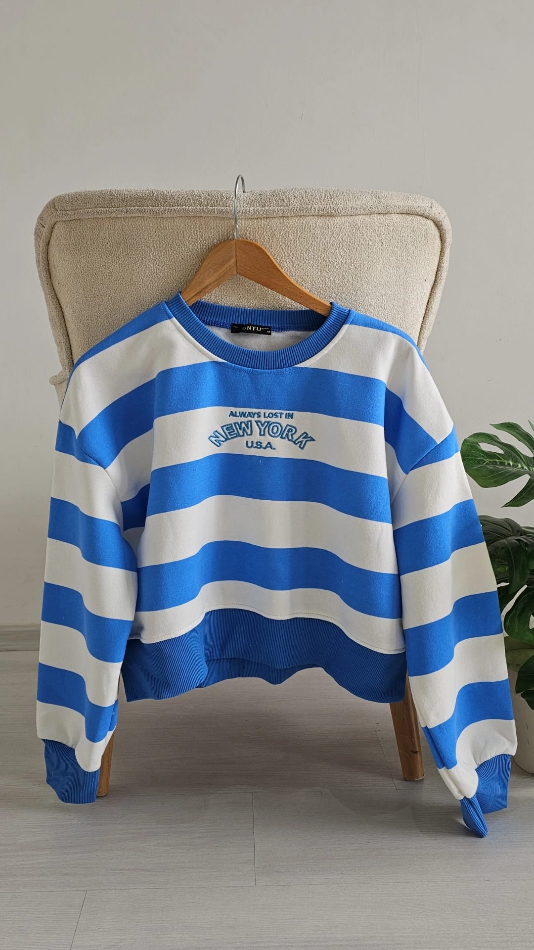 Çizgili Sweat - BEBE MAVİ