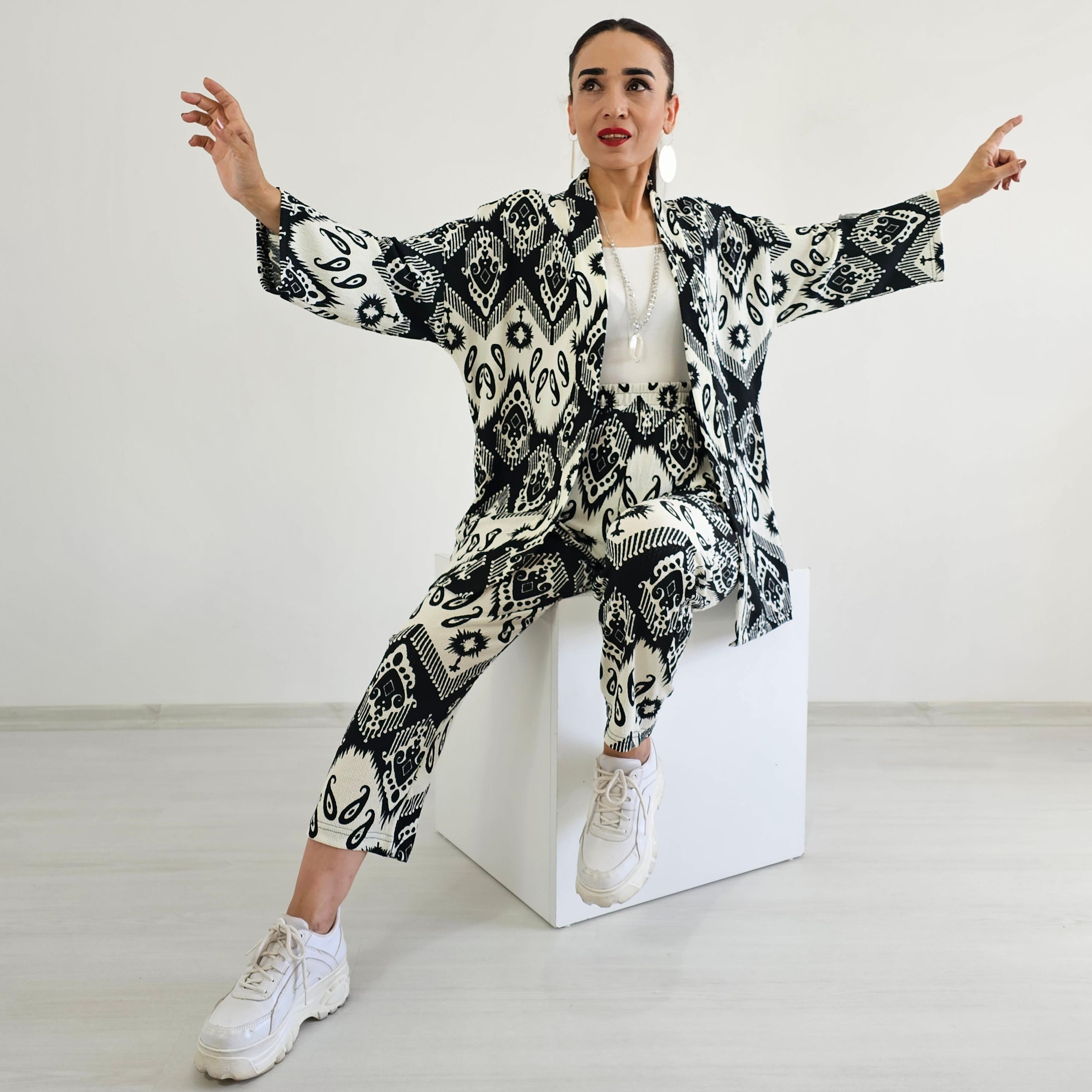 Dar Desenli Kimono Takımı